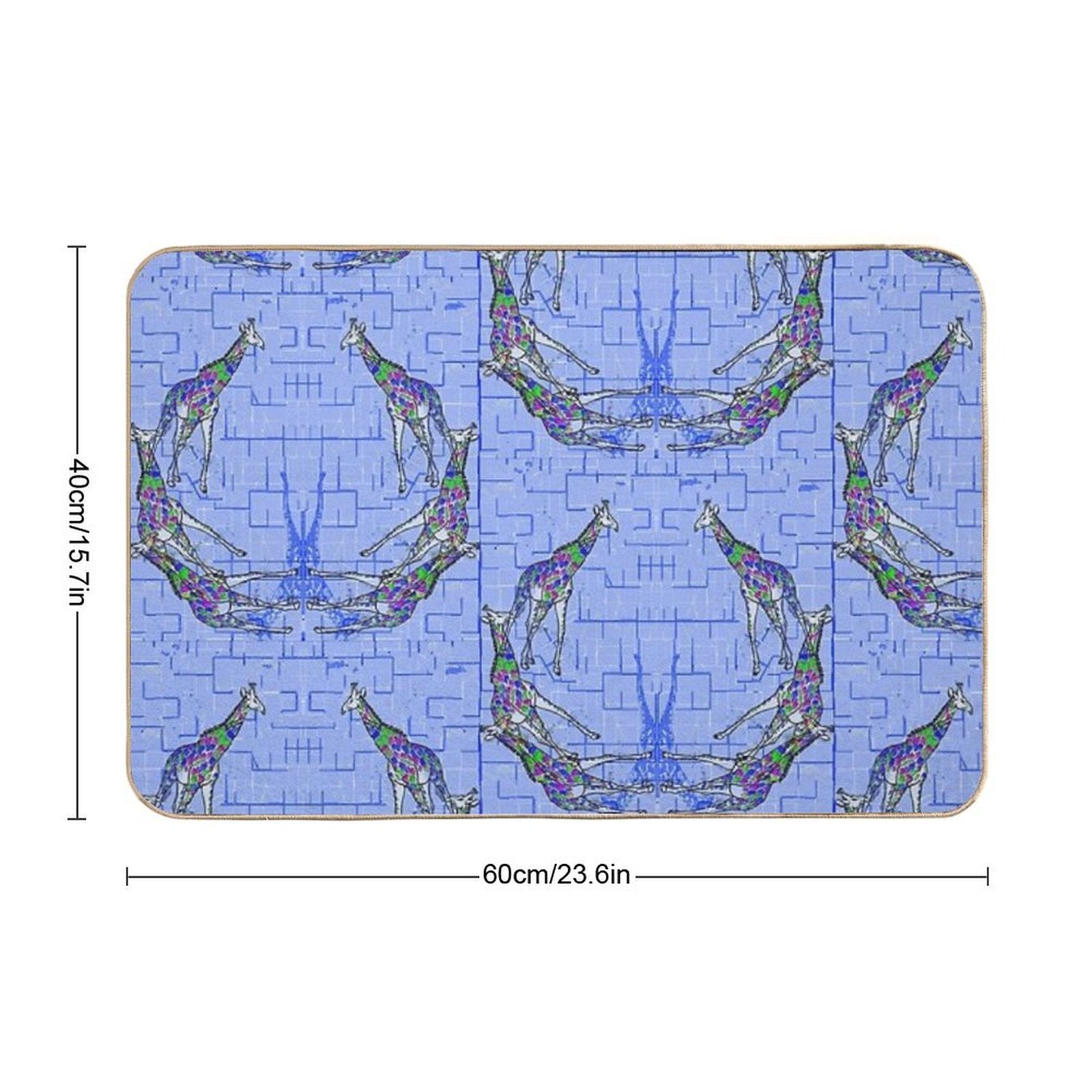 Blue Giraffes  Easy Maintenance Bath Mat