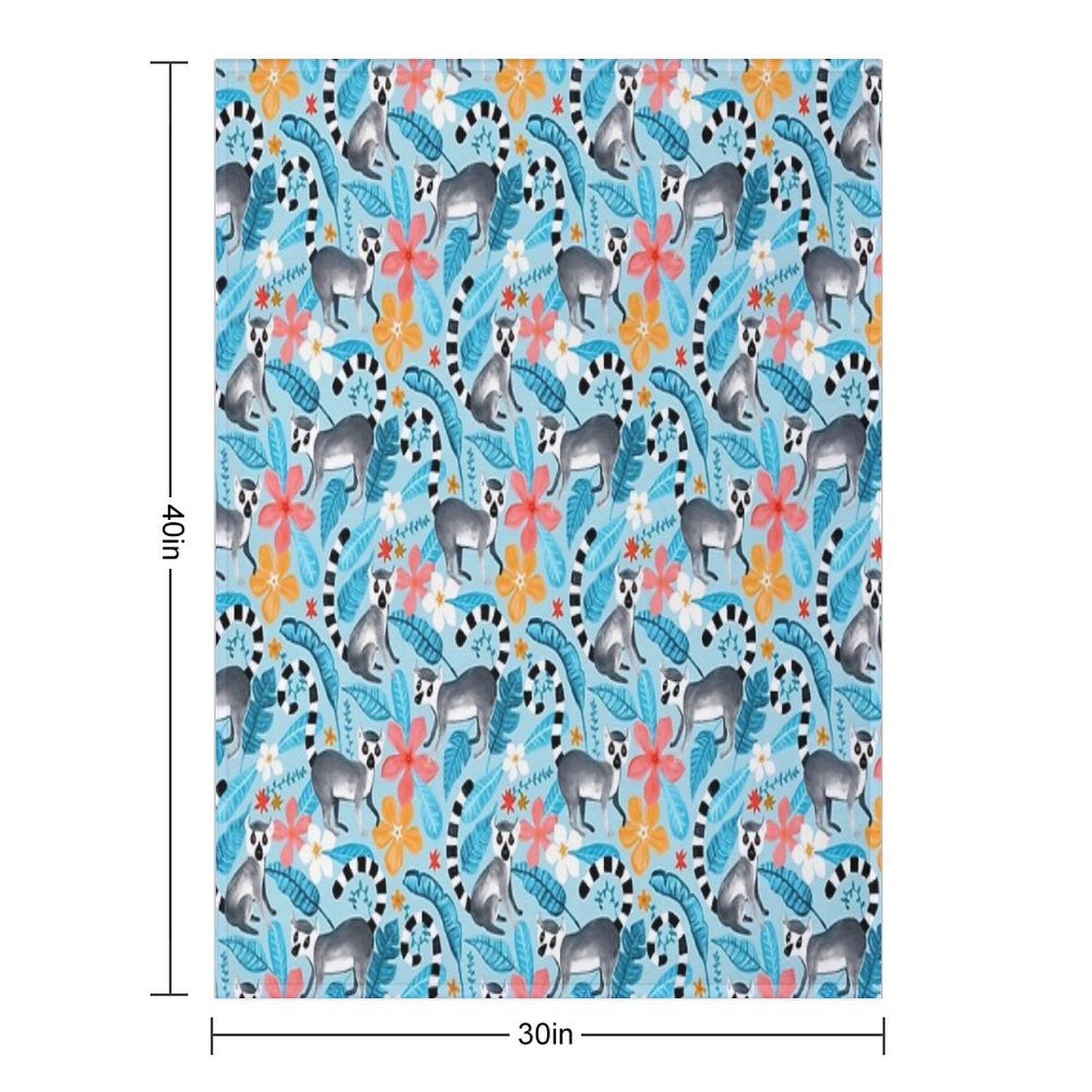 Gouache Lemur Land on Blue All-season Throw Blanket