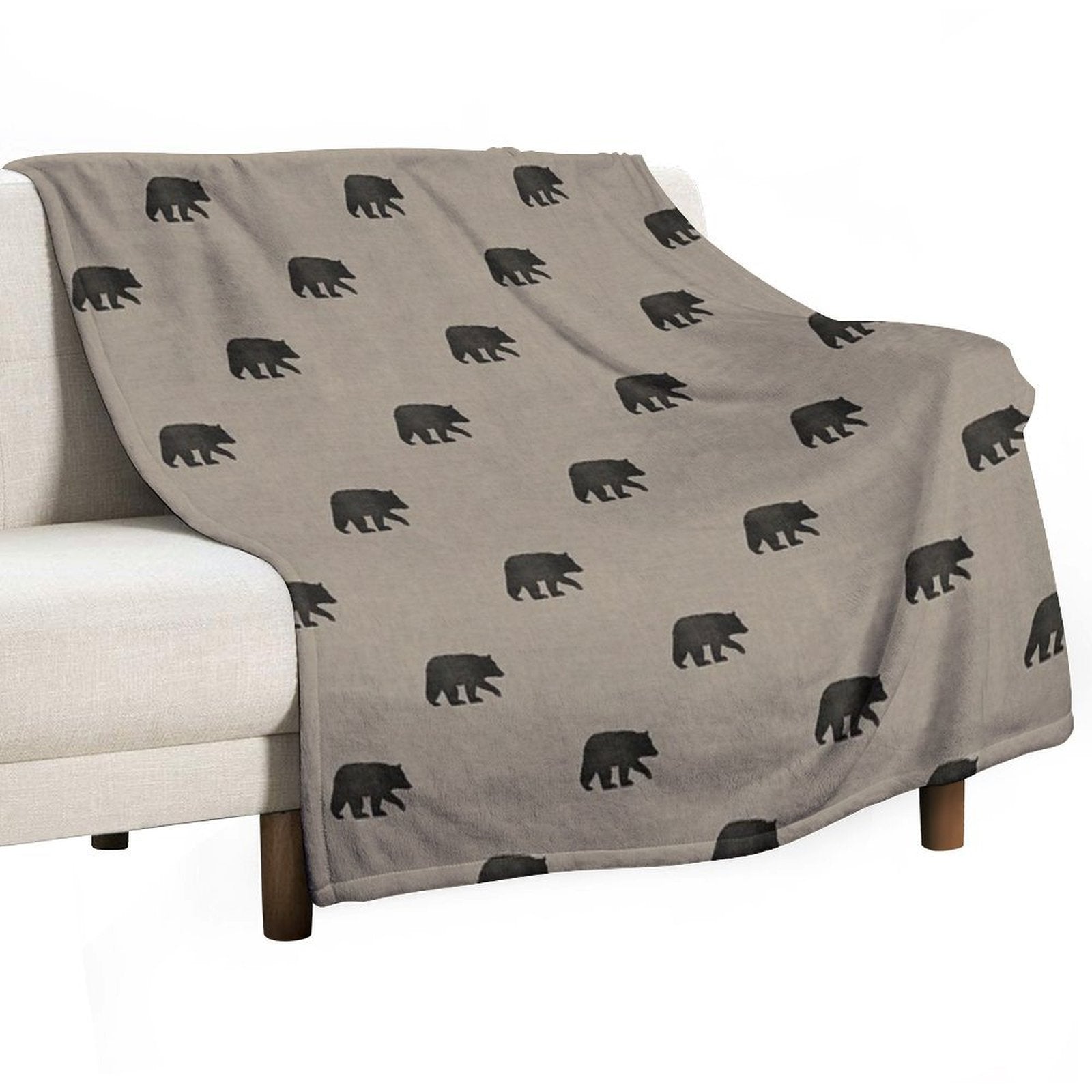 Black Bear Silhouette(s) Wrinkle-free Throw Blanket