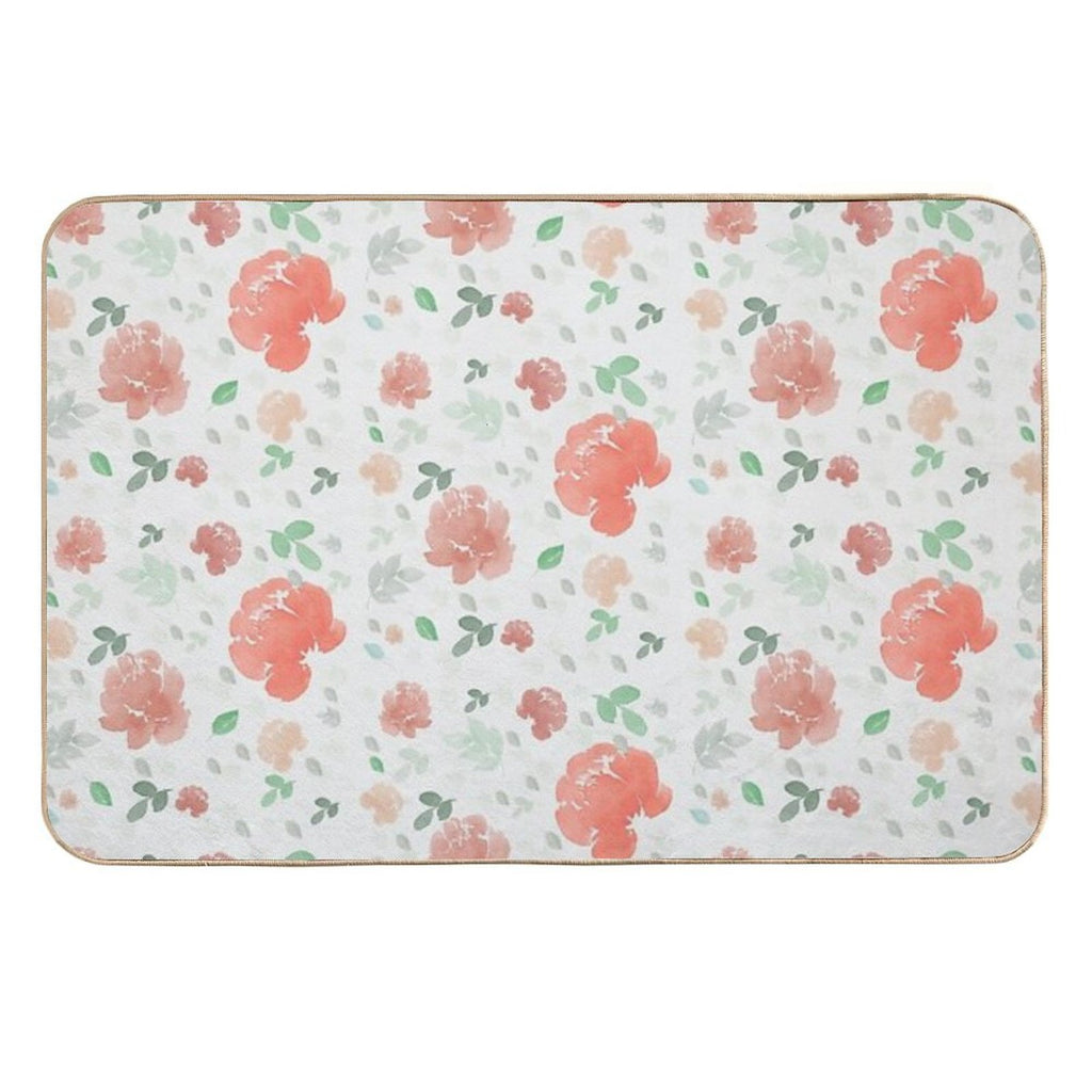 Watercolor Flowers Peonies Durable Bath Mat