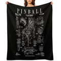 Pinball Arcade Gaming Machine Vintage Gamer Patent Print Plush Throw Blanket