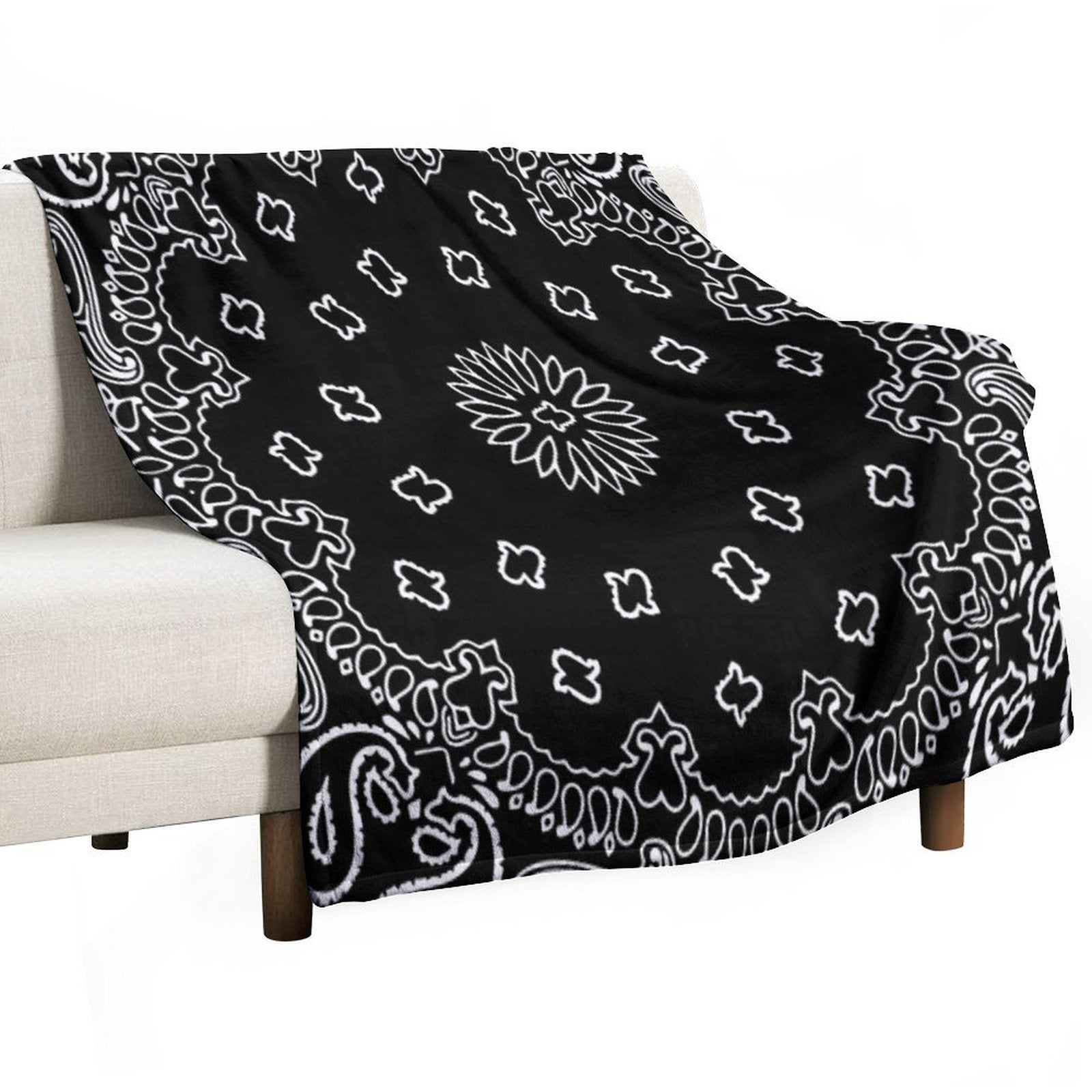 Black Bandana Lightweight Throw Blanket