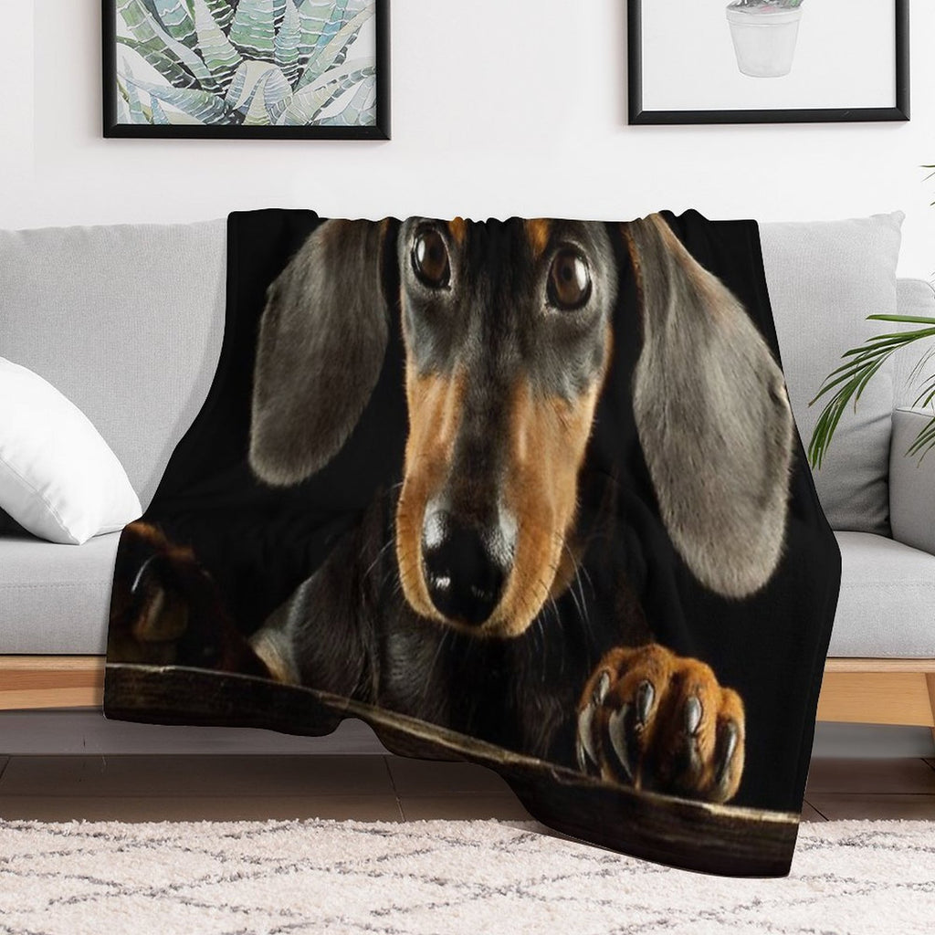Dachshund Dog Photo Portrait Travel-friendly Throw Blanket