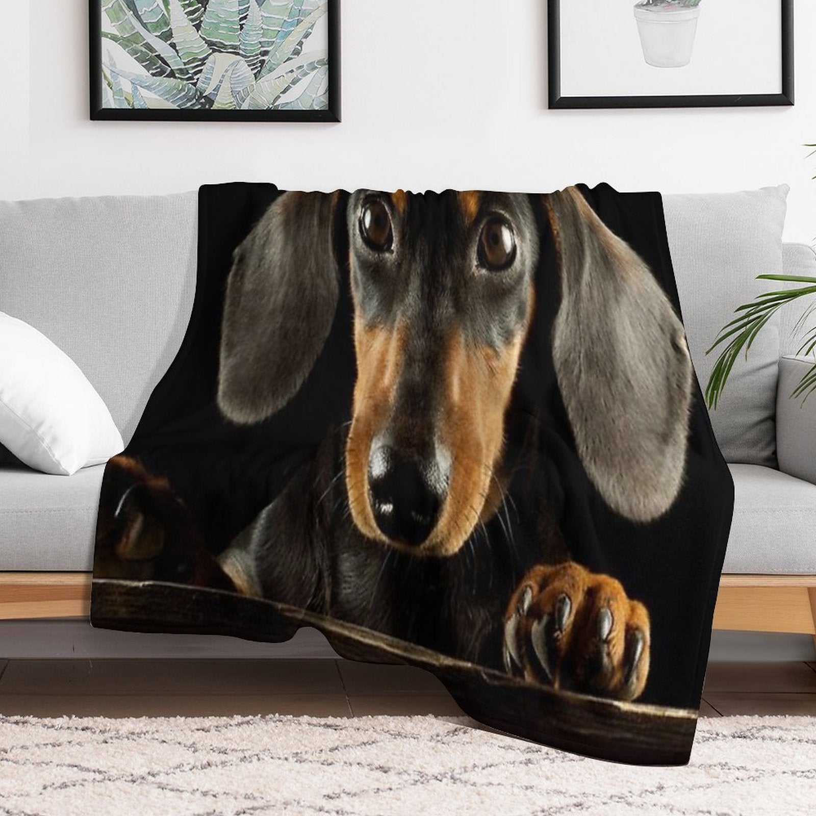 Dachshund Dog Photo Portrait Travel-friendly Throw Blanket