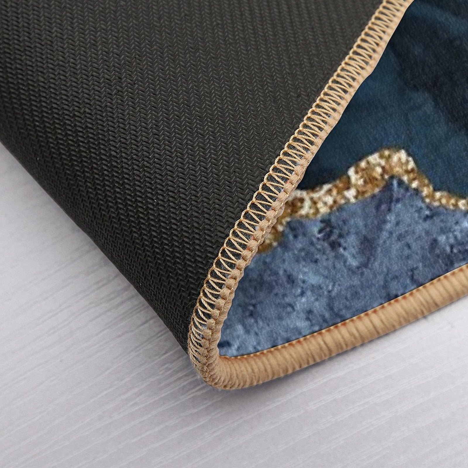 Navy And Gold Agate Watercolor Textures  Stain-Proof Bath Mat