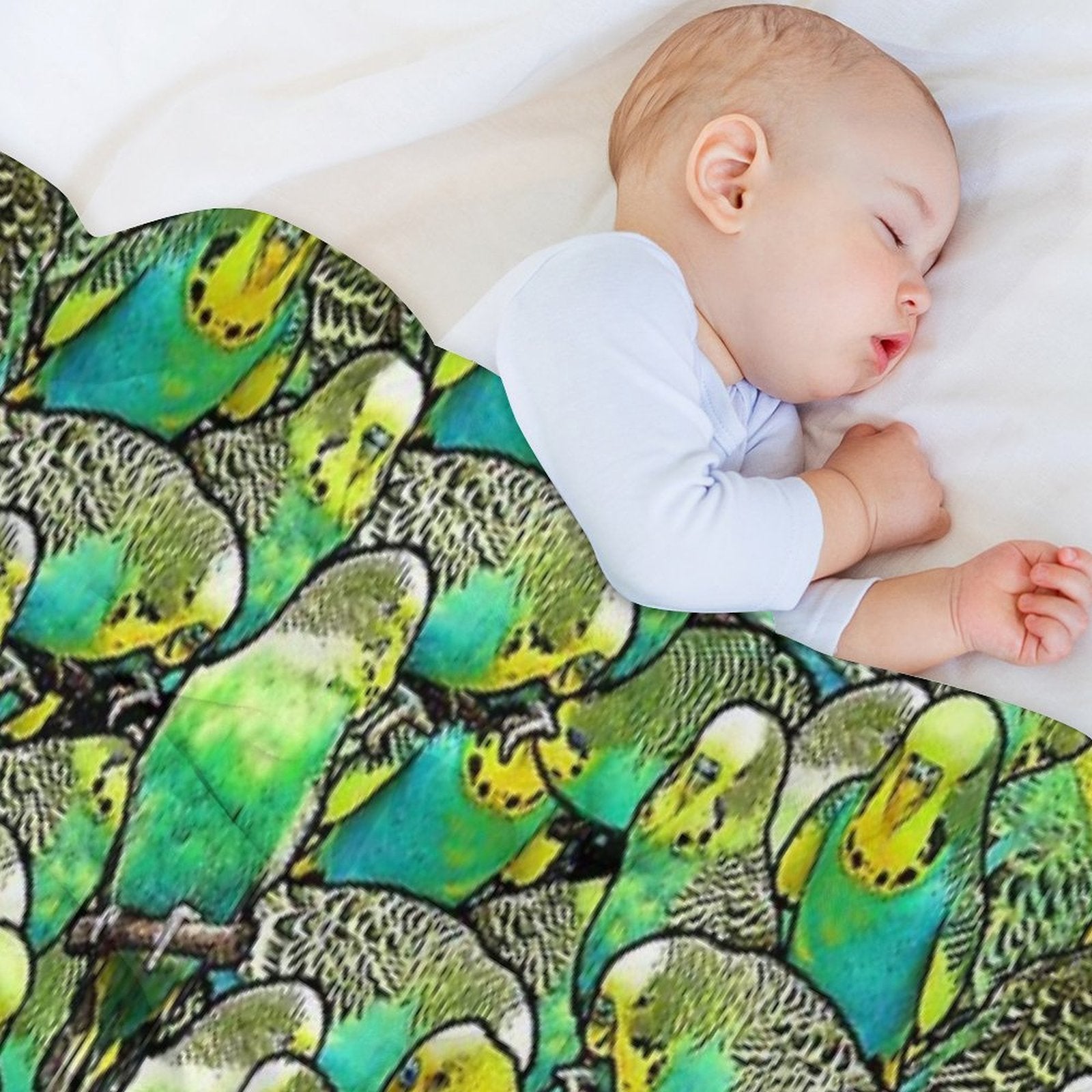 Budgie Pattern Machine-washable Throw Blanket