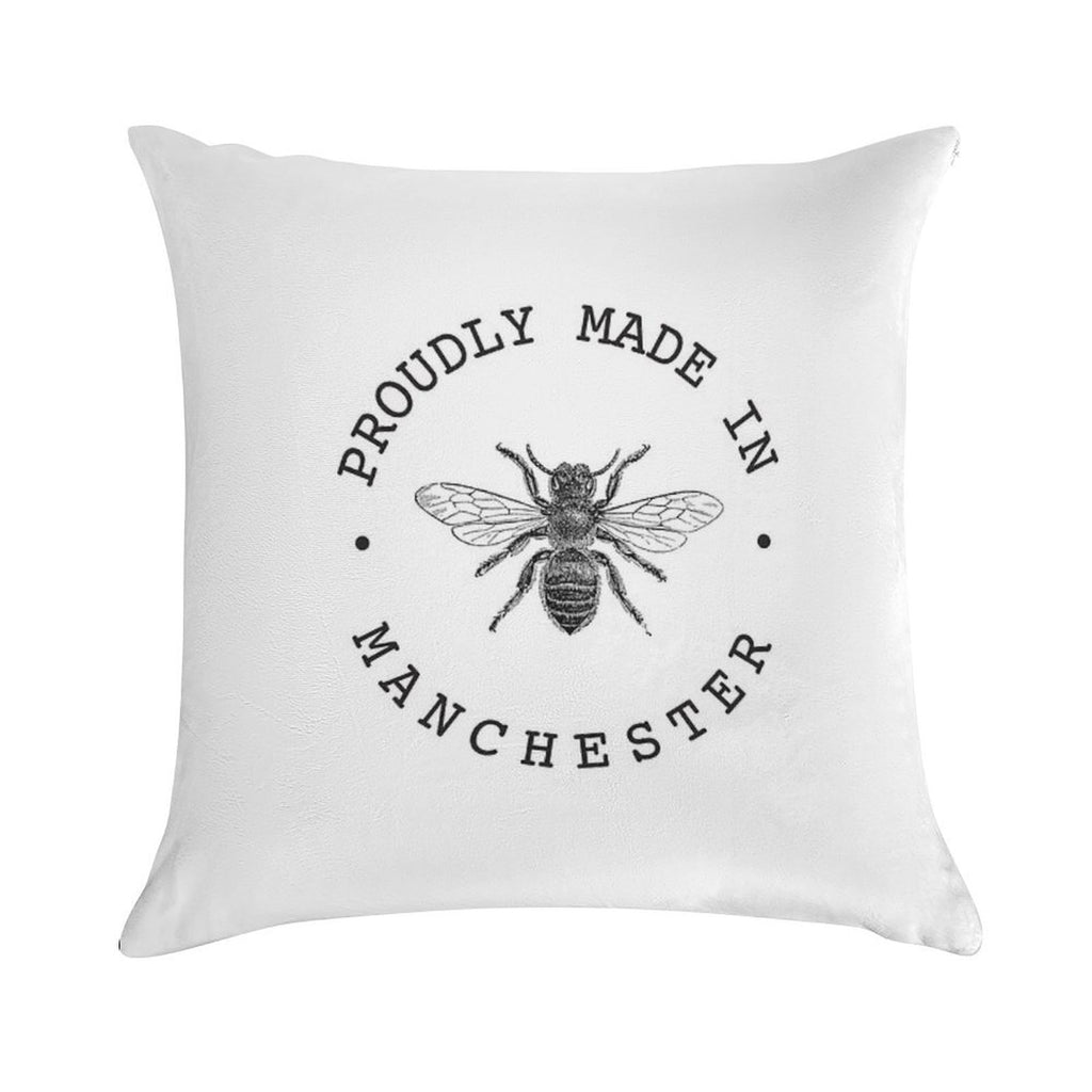 Manchester Worker Bee 'Proudly Made in Manchester' Soft Reinforced Edging Throw Pillow