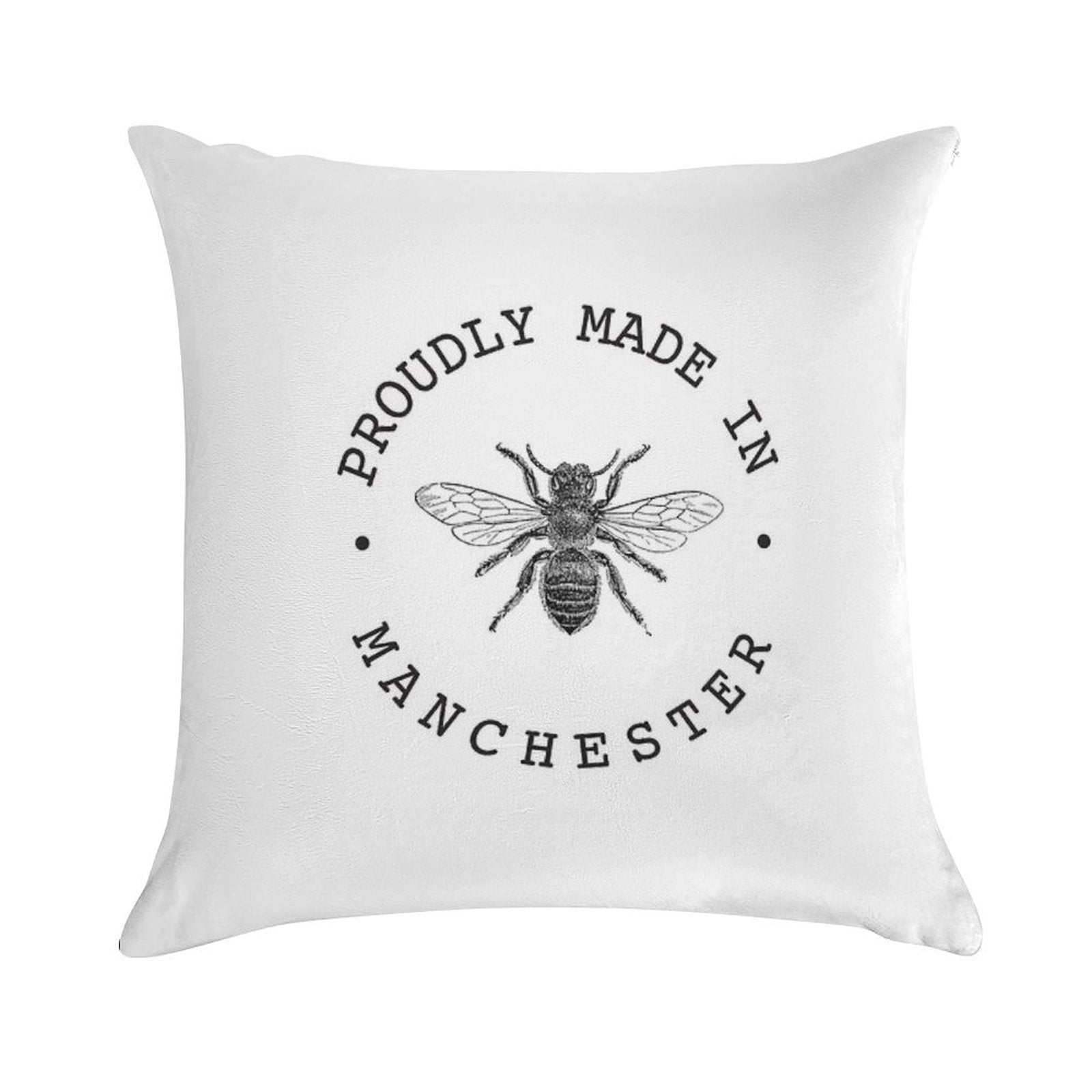 Manchester Worker Bee 'Proudly Made in Manchester' Soft Reinforced Edging Throw Pillow