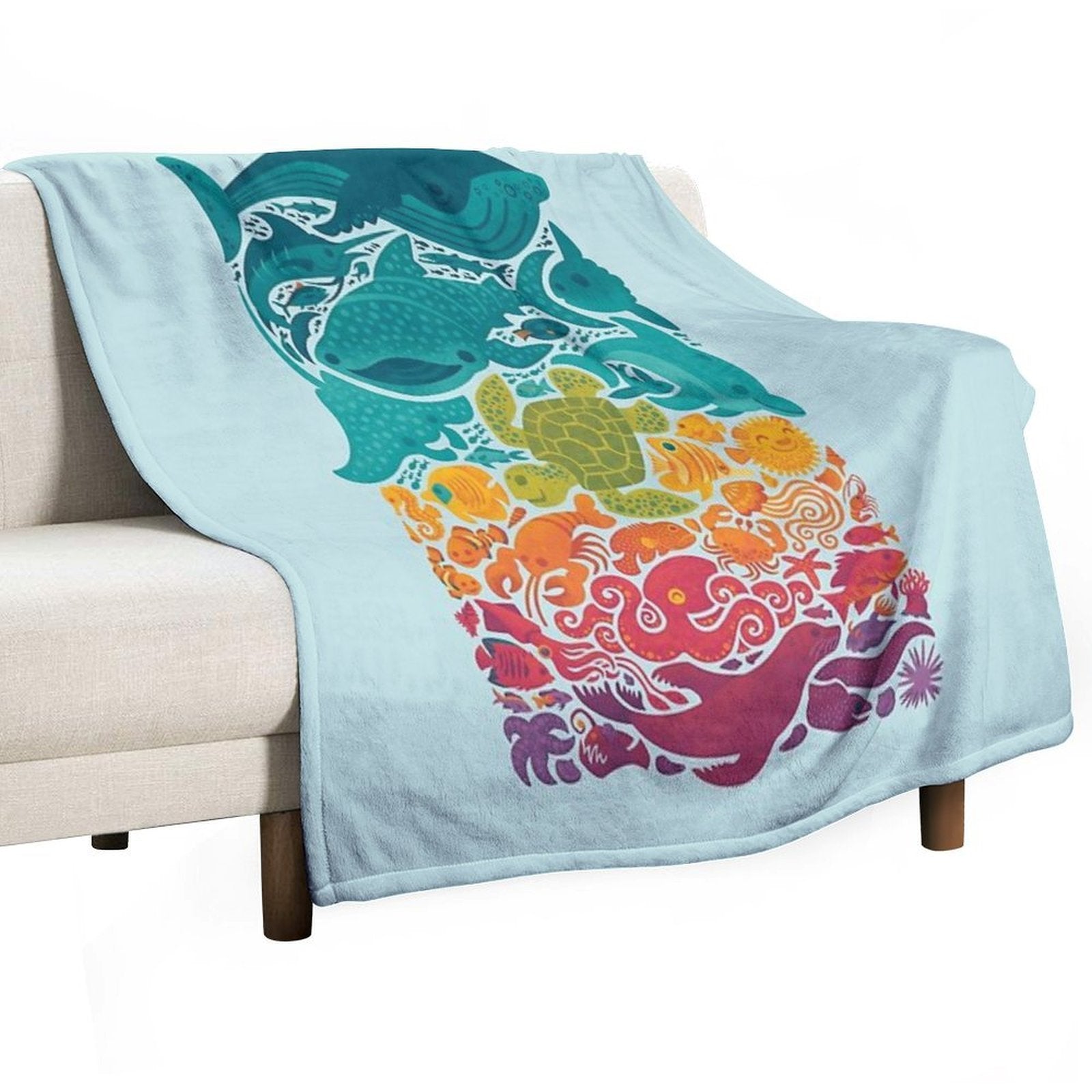Aquatic Spectrum  Light Blue Versatility Throw Blanket
