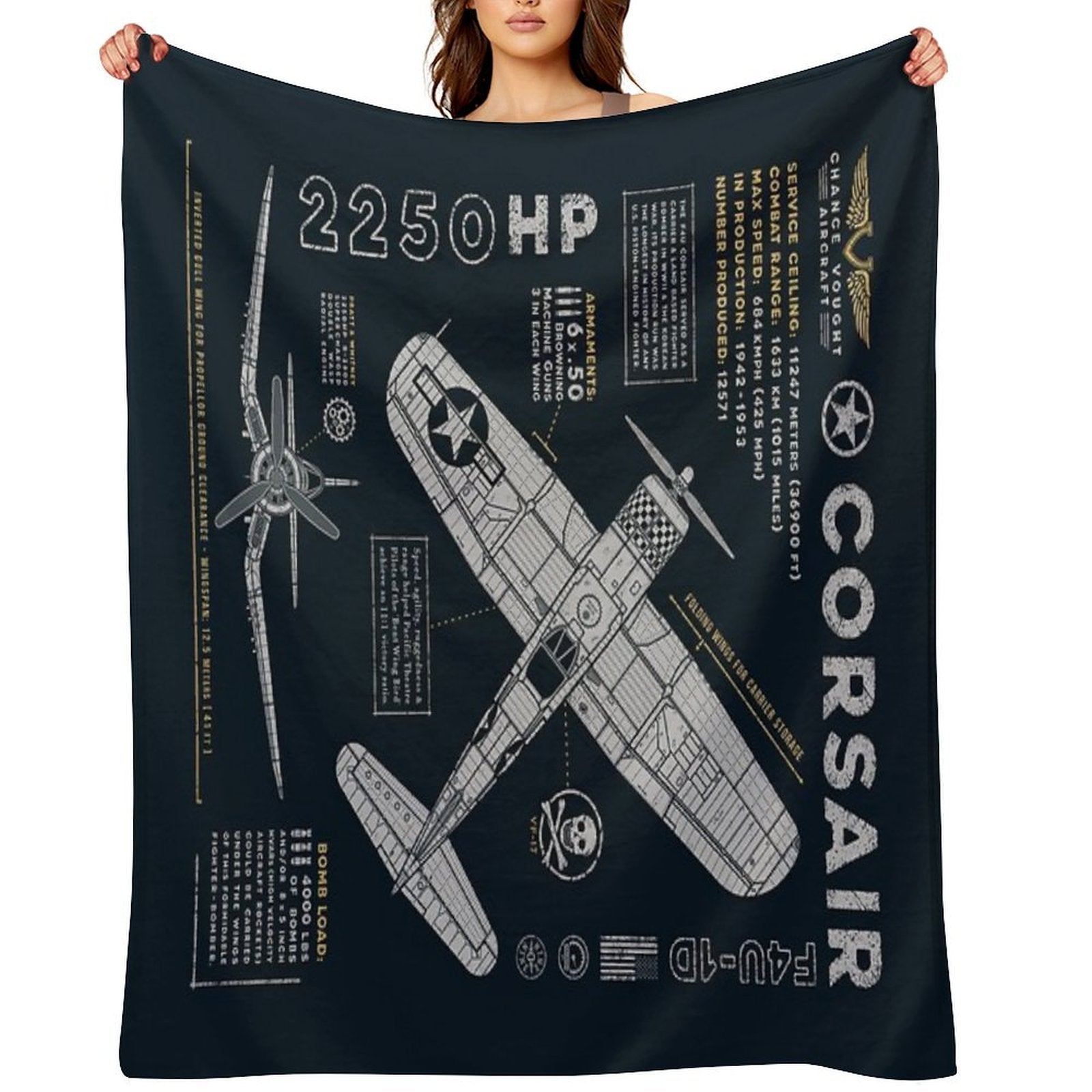 F4U Corsair Easy Care Throw Blanket