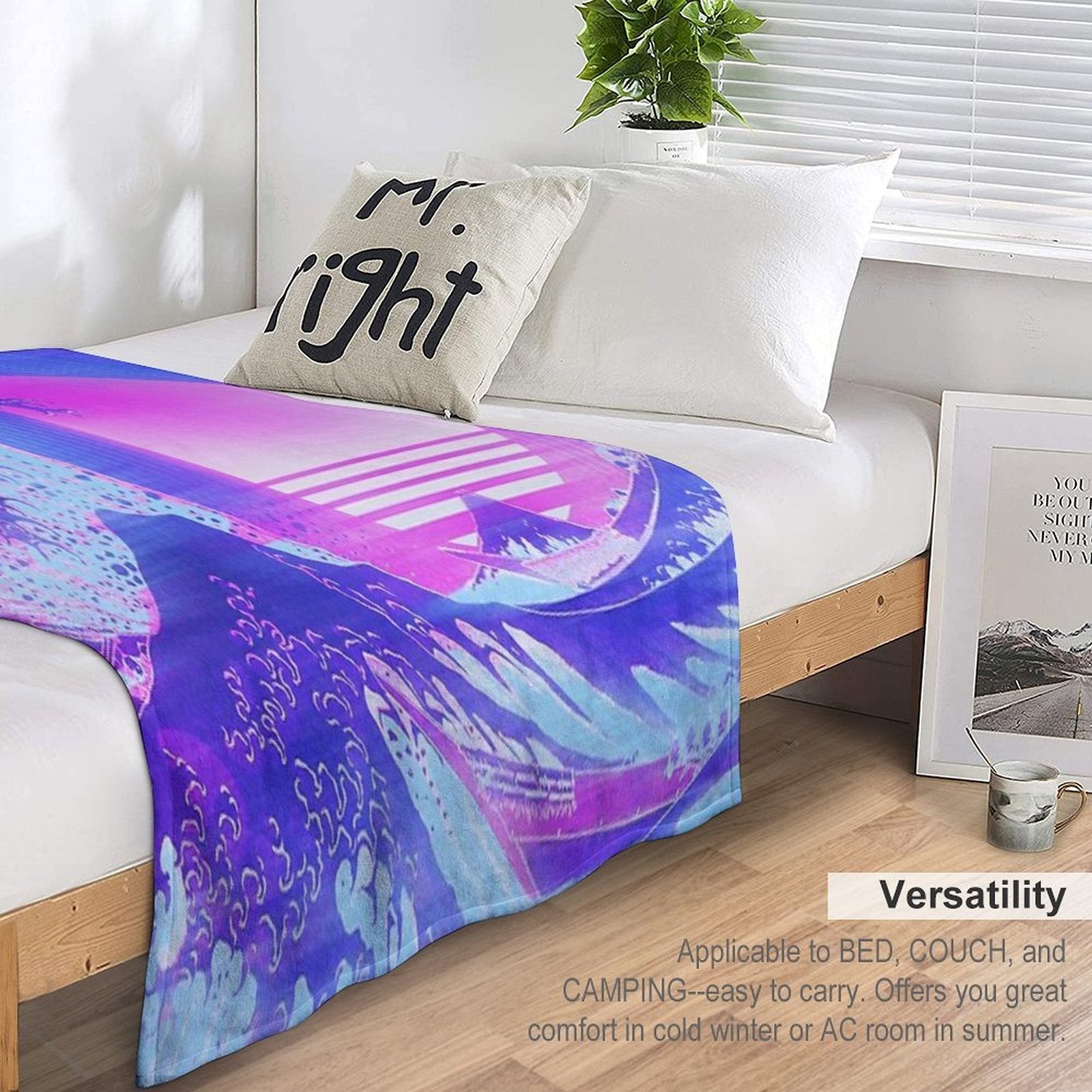 Aesthetic Great Wave Off Kanagawa Retro Vaporwave Multi-functional Throw Blanket