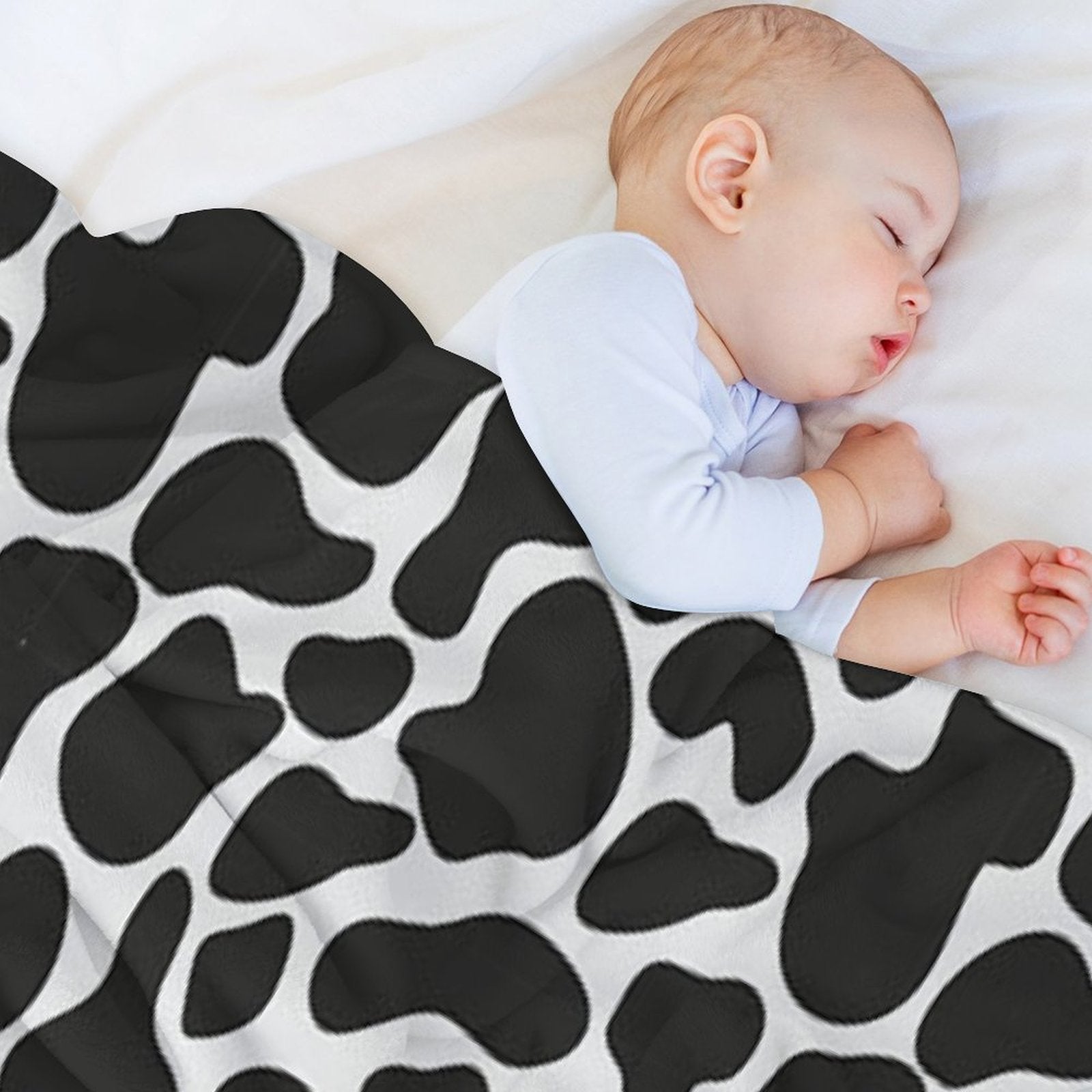 Black & White Animal Print - Cow Print Quick-dry Throw Blanket