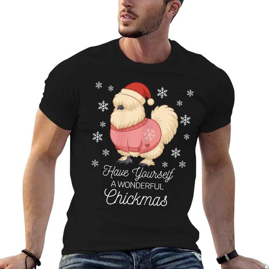 Silky Chicken- Cute Bantam Christmas  Summer-ready Fabric T-Shirt