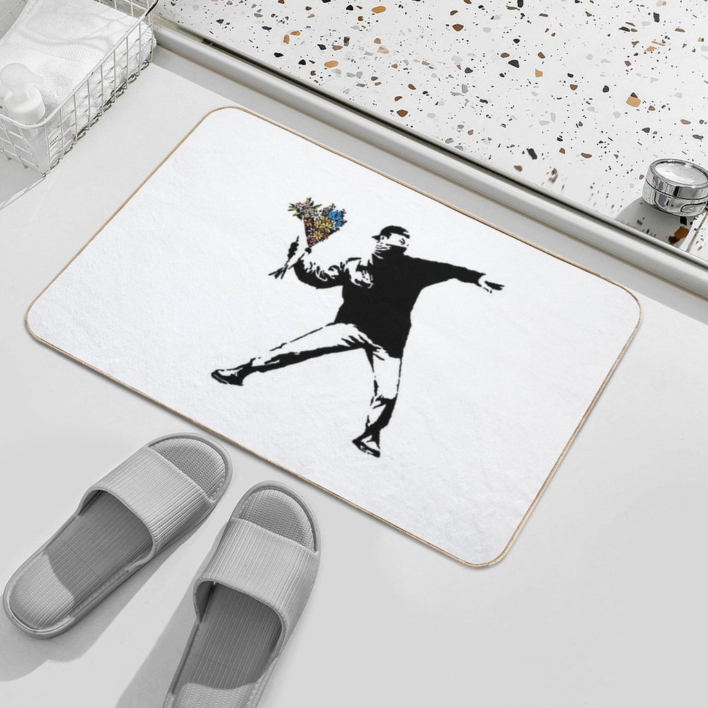 Banksy Rage Flower Thrower  Stain-Proof Bath Mat