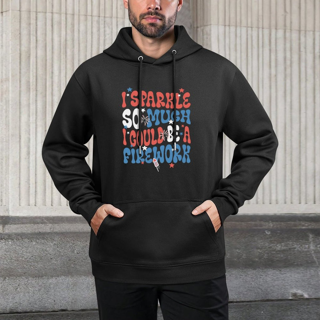 Sparkle So Much Firework Patriotic 4th Of July Groovy USA Shape Retention Hoodie