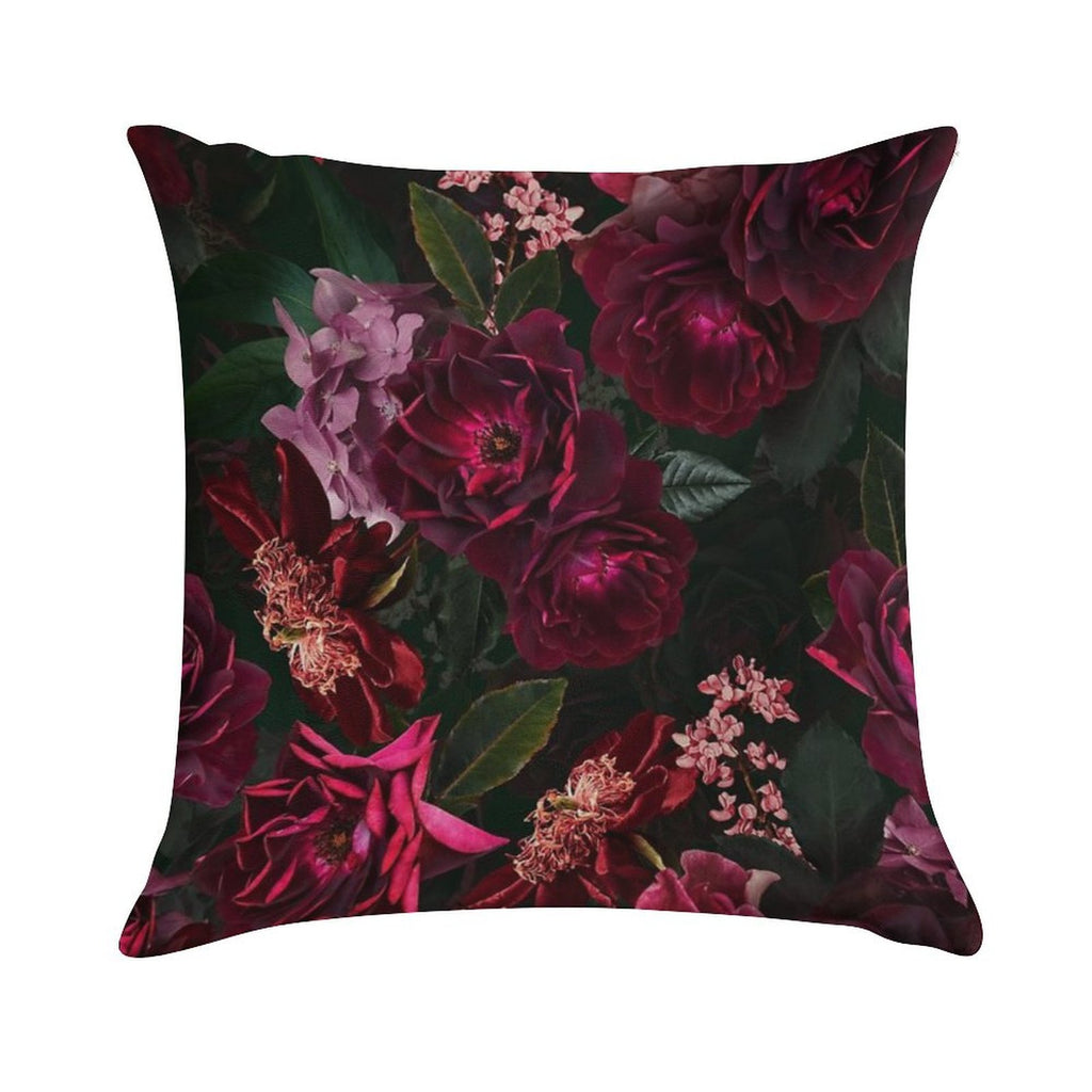 Antique Midnight Botanical Flower Rose Botanical Night Garden Nightgarden Soft Bedroom Essential Throw Pillow