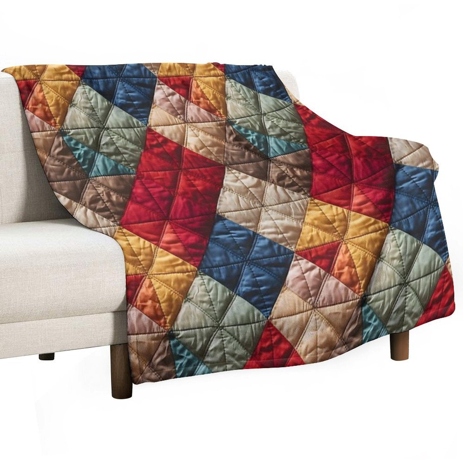 Vintage Geometric Patchwork Pattern Gift-ready Throw Blanket