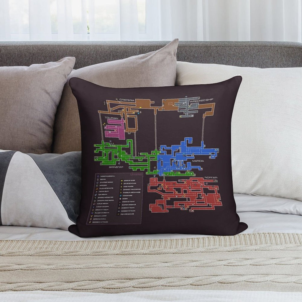 Super Metroid Map Soft Anti-Pilling Throw Pillow