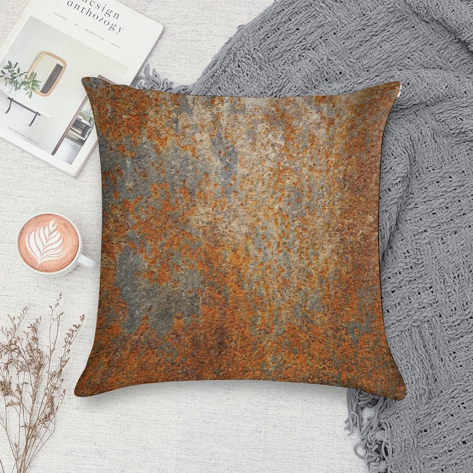 Rust Rusty Texture Soft Hidden Zipper Throw Pillow