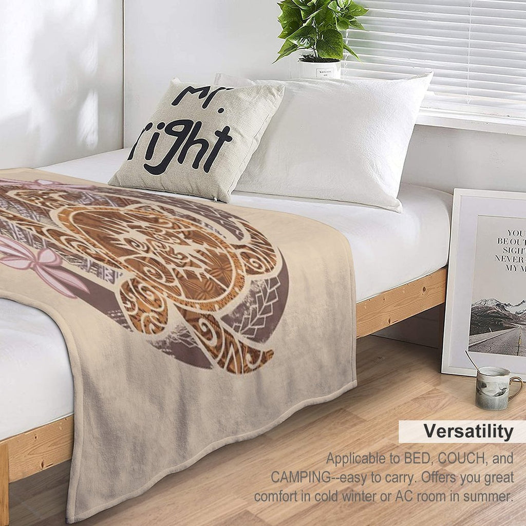 Vintage Circular Samoan Turtle Dive Premium Throw Blanket