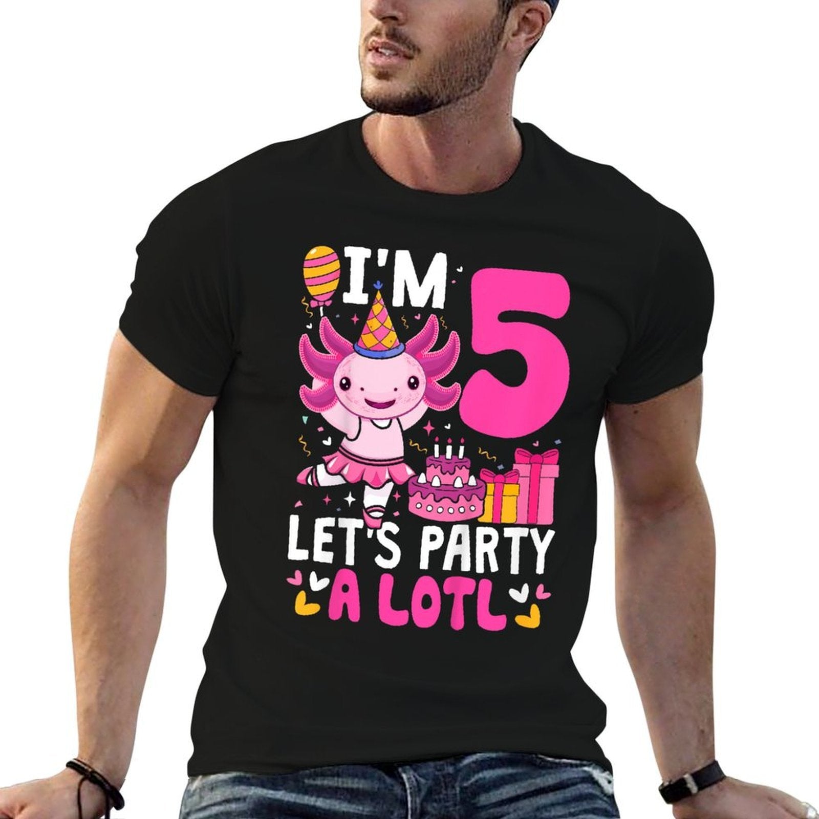 Kids 5th Birthday Girl Axolotl Kids Five Year Old Birthday Comfortable T-Shirt