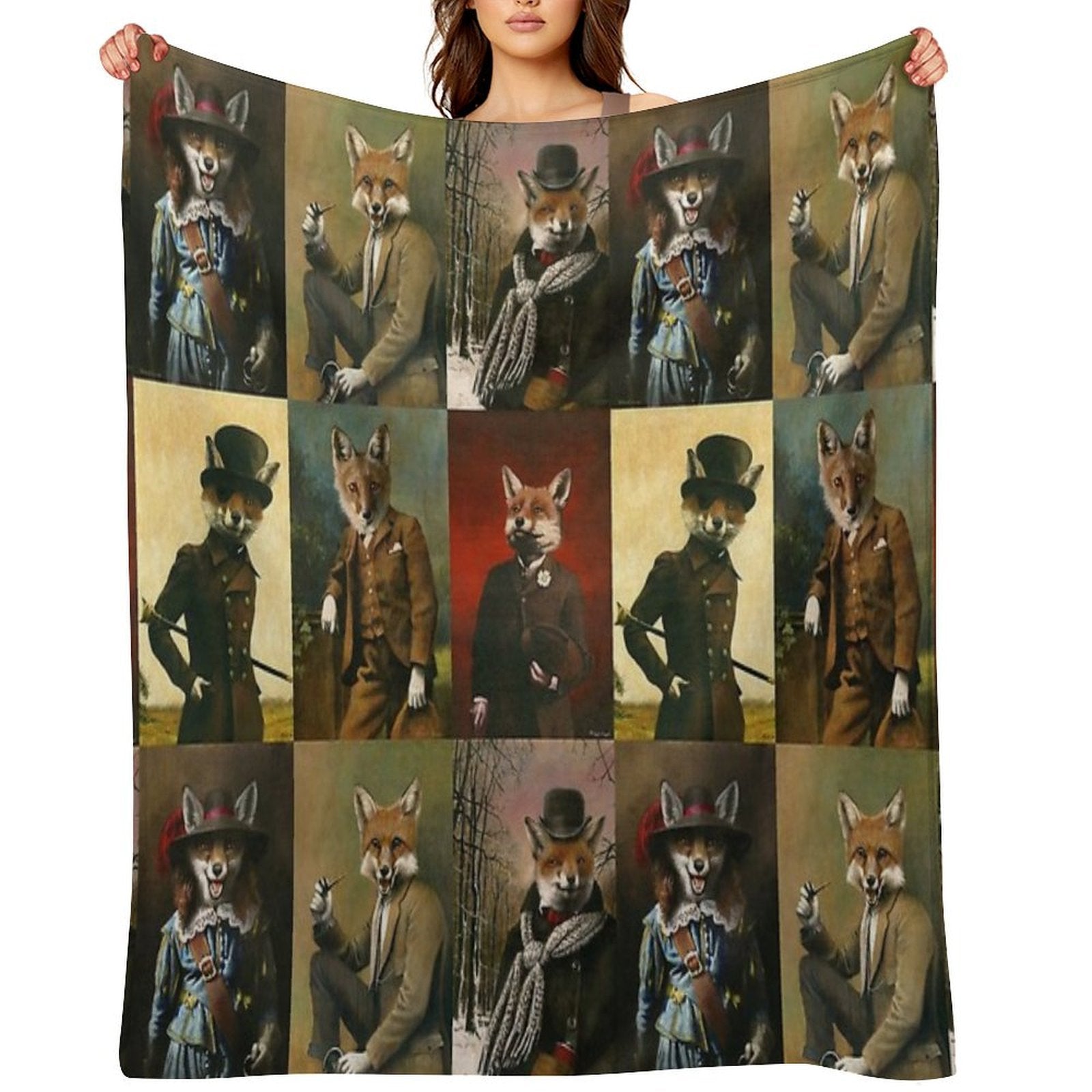Vintage And Historical Foxes Multi-functional Throw Blanket