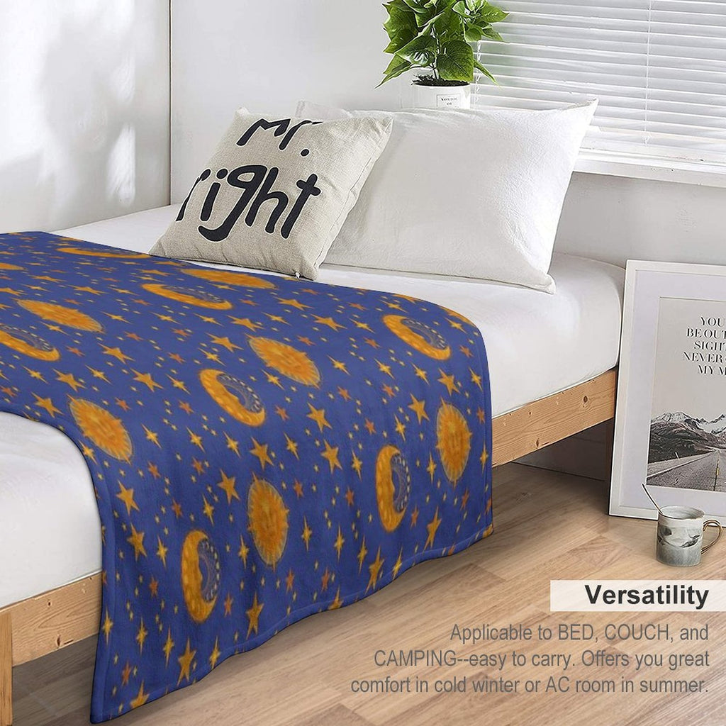 Bohemian 90's Sun And Moon Celestial Pattern Wrinkle-free Throw Blanket