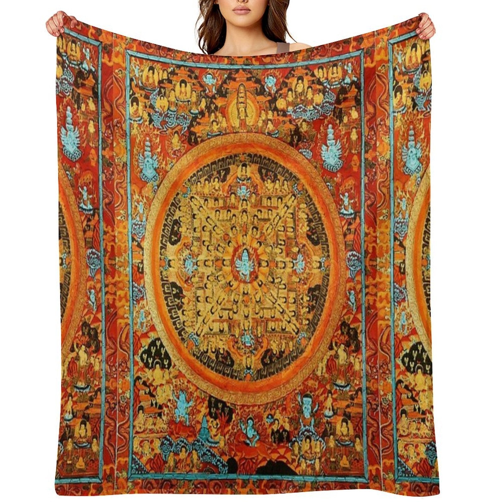 Buddhist Mandala Ashta Bhairava Thangka 45 Durable Throw Blanket