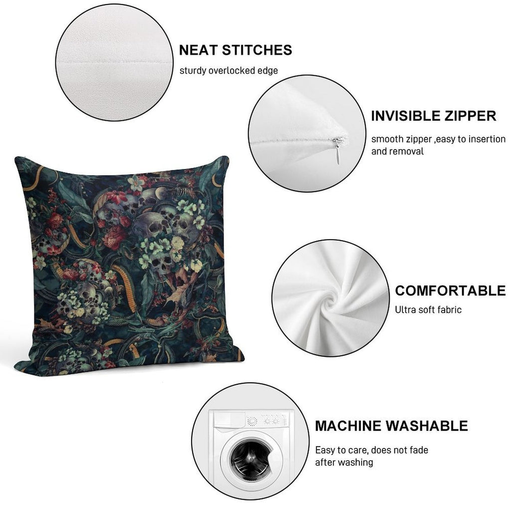 Skulls And Snakes Soft Bedroom Essential Throw Pillow