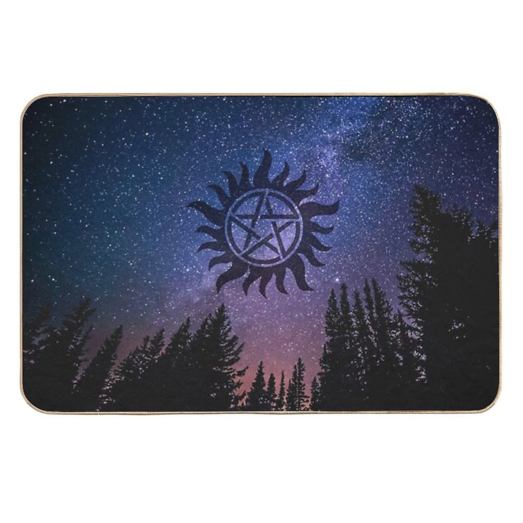 Anti Possession - Forest Starry Night Sky  Easy To Clean Bath Mat