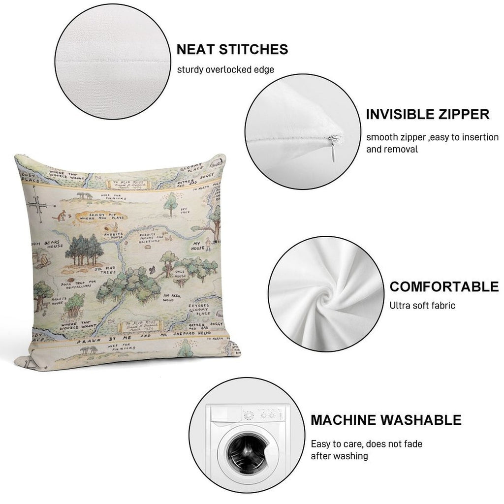 Hundred Acre Wood Map Soft Multiple Sizes Throw Pillow