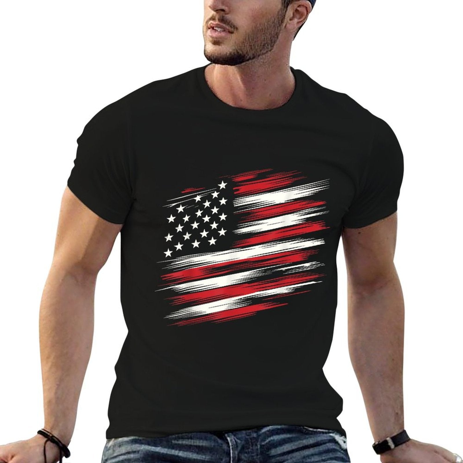 4th of July Shirts Fourth of July Patriotic American  Oversized Silhouette T-Shirt