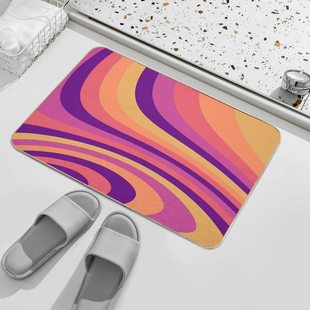 Warm Sunset Abstract Liquid Melt Wave Design  Stain-Proof Bath Mat