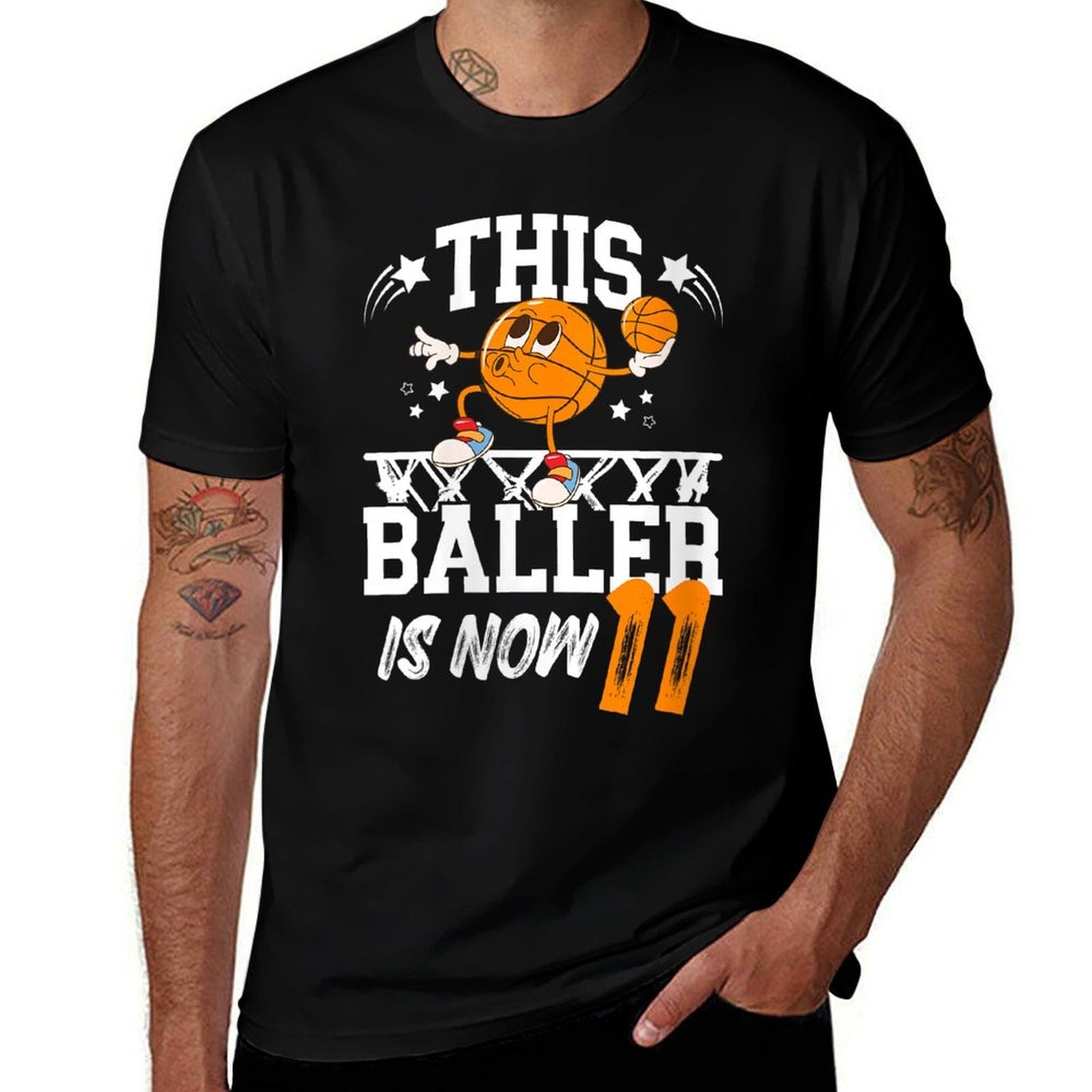 Womens 11th Basketball Birthday Eleven Year Old Basketball Player  Fade-proof Color T-Shirt