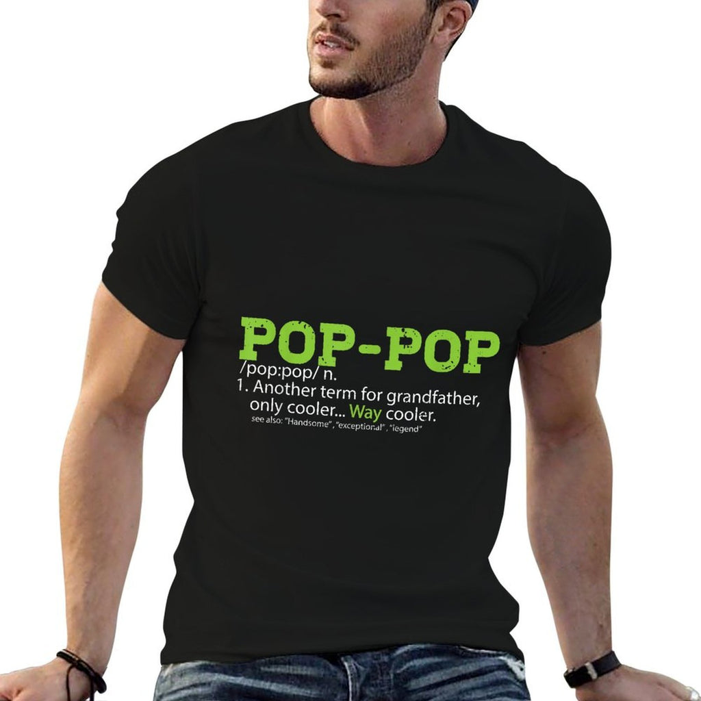 Pops for Grandpa, Pop-Pop Definition Cool Dad Gift  Ribbed Collar T-Shirt