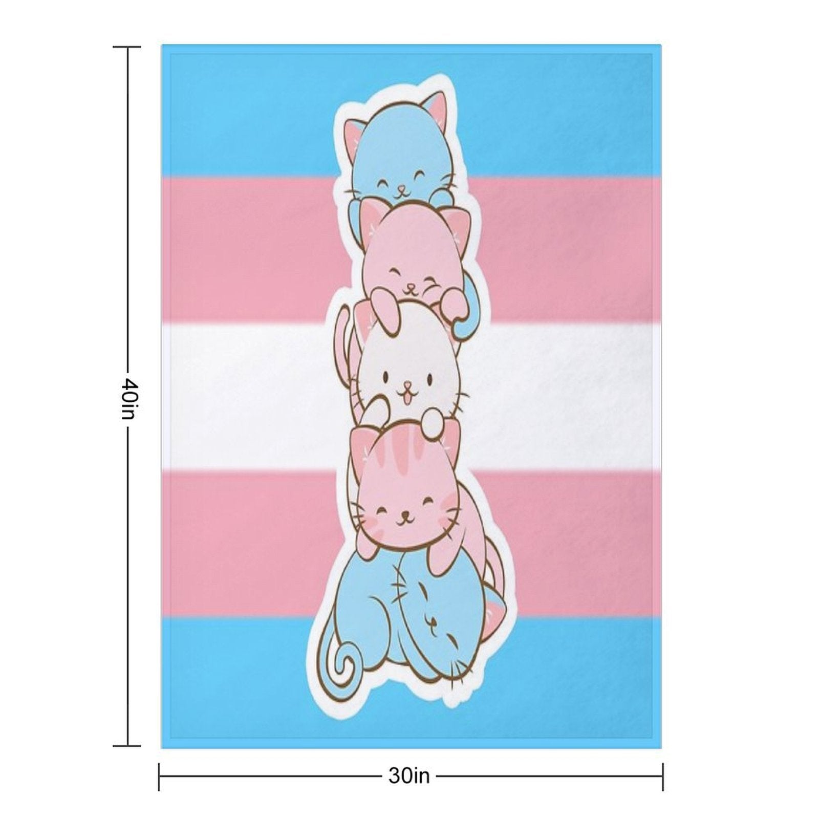 Transgender Pride Flag Cute Kawaii Cats Subtle LGBTQ Trans Pride Quick-dry Throw Blanket