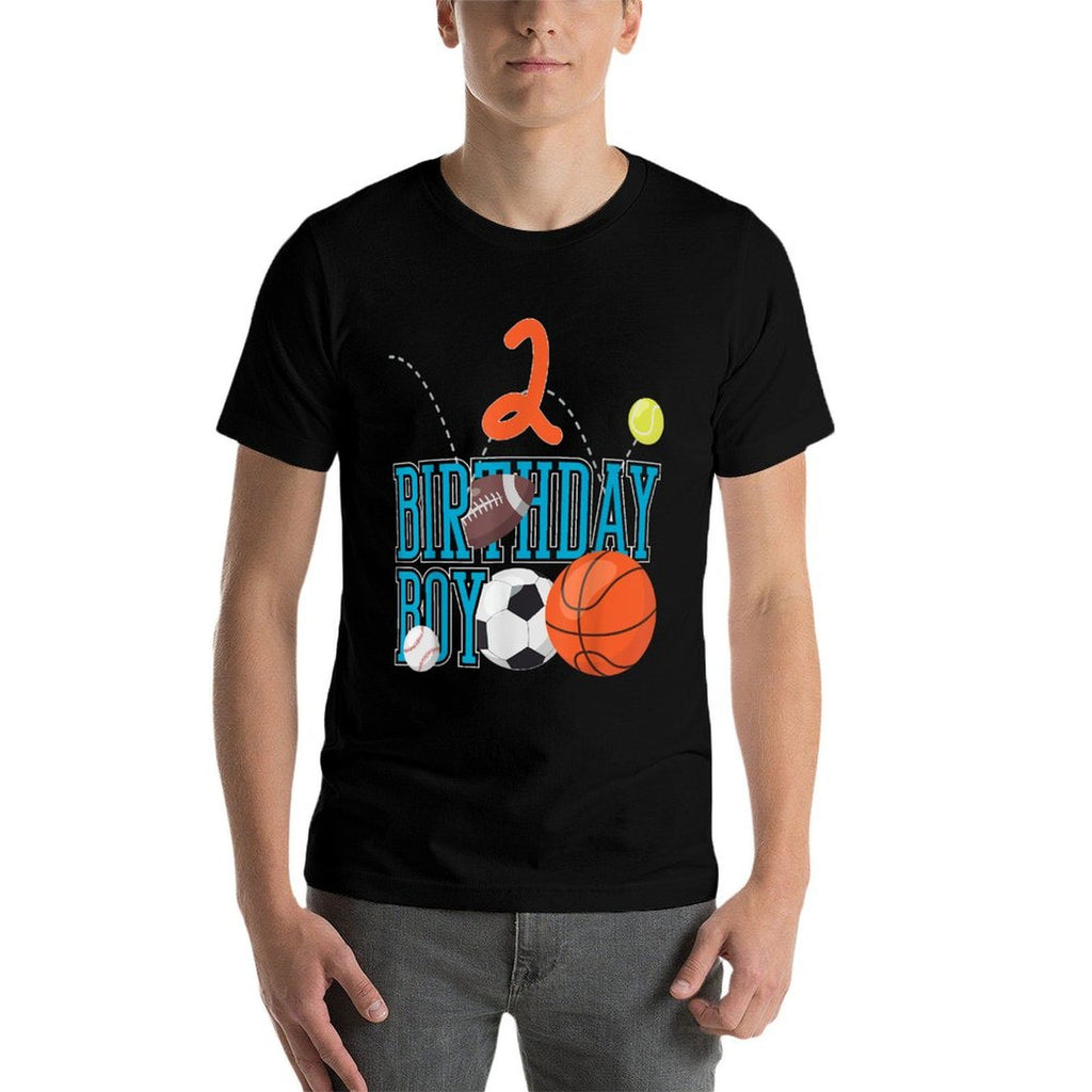 2 Years Old Birthday Boy Sports Matching Family  Heathered Texture T-Shirt