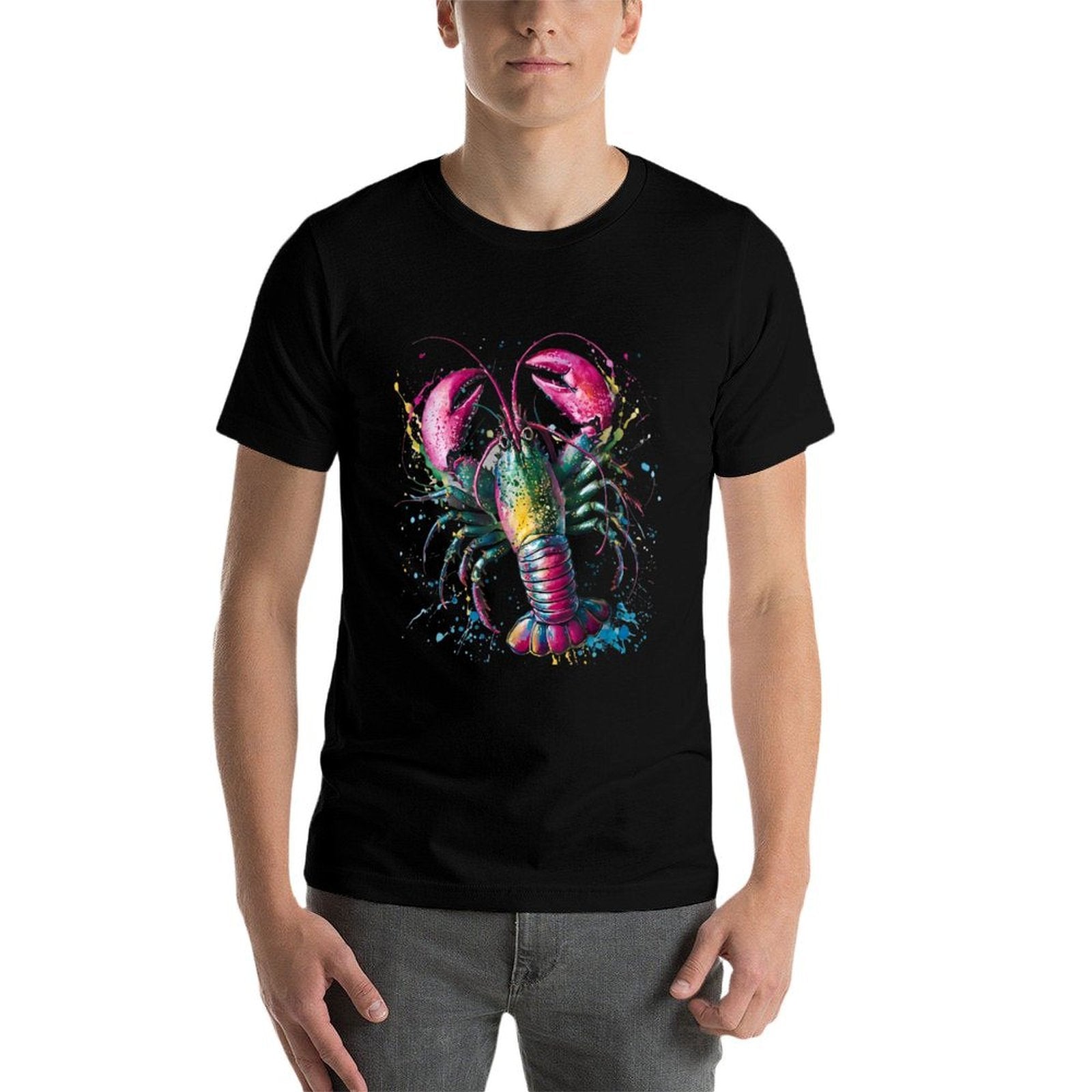 Lobster Men Woman Colorful Watercolor Lobster  Durable T-Shirt