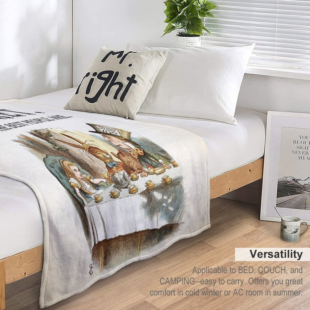 Alice In Wonderland - Tea Party - You're Entirely Bonkers - Quote Anti-pilling Throw Blanket