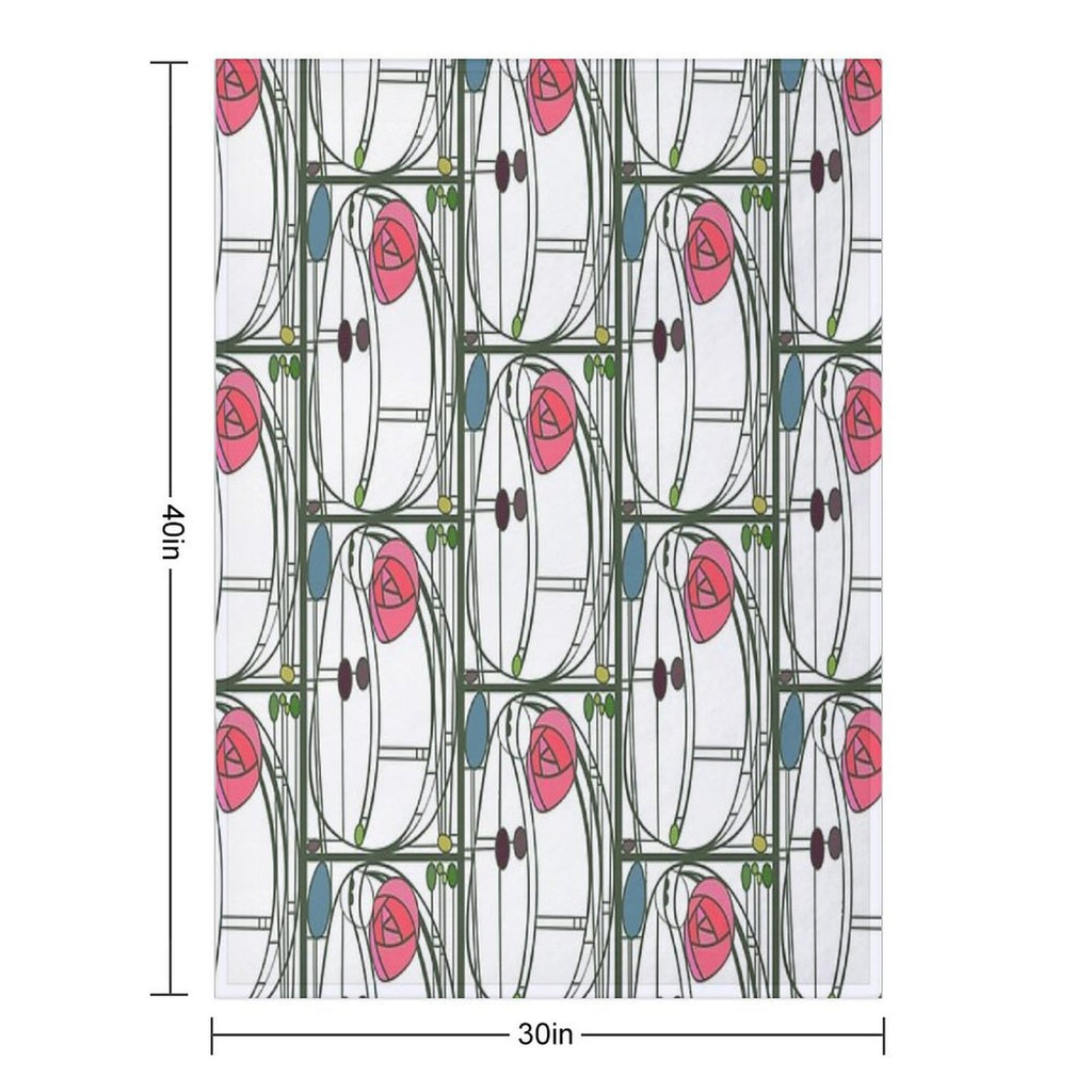 Charles Rennie MacIntosh Style Rose Panel Quick-dry Throw Blanket