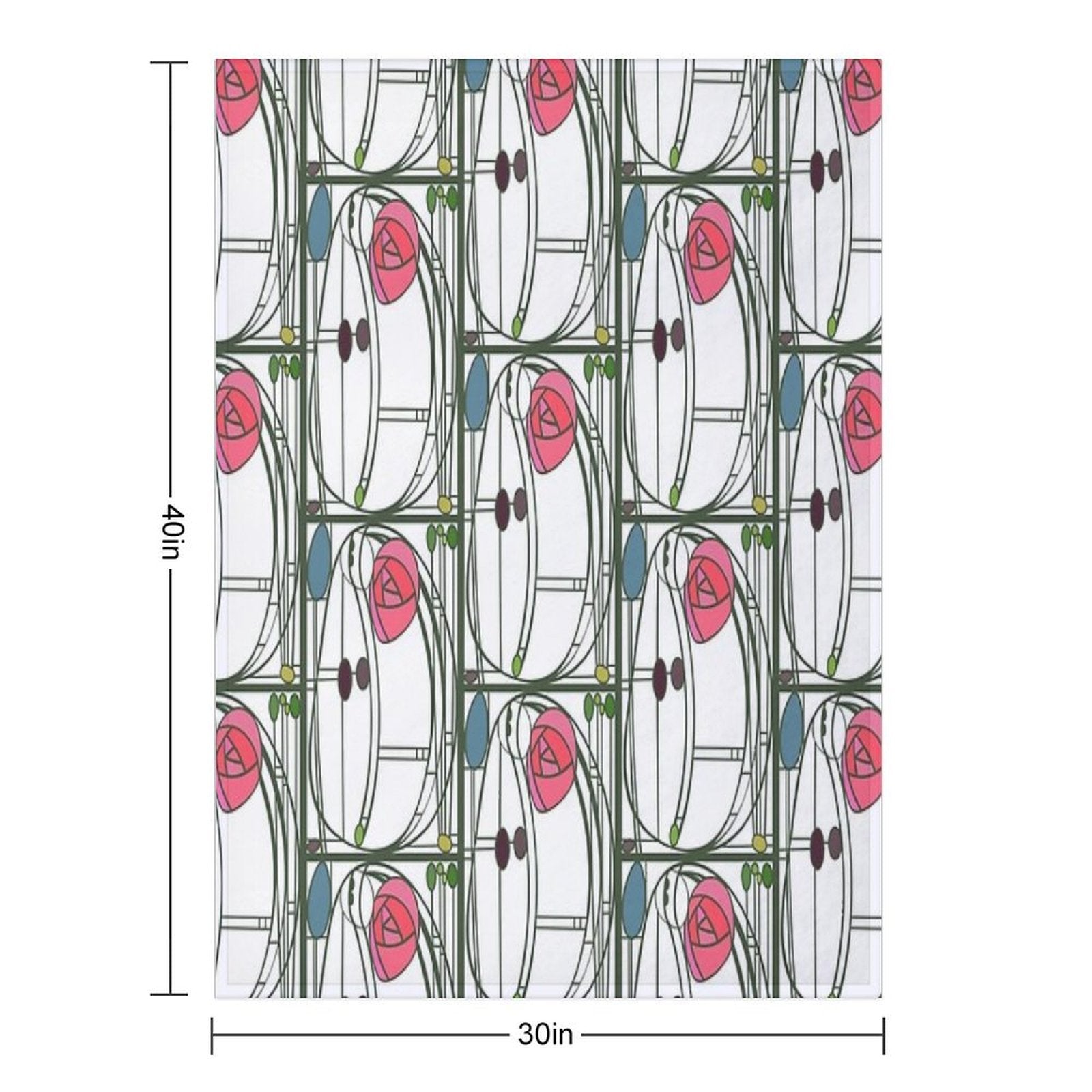 Charles Rennie MacIntosh Style Rose Panel Quick-dry Throw Blanket