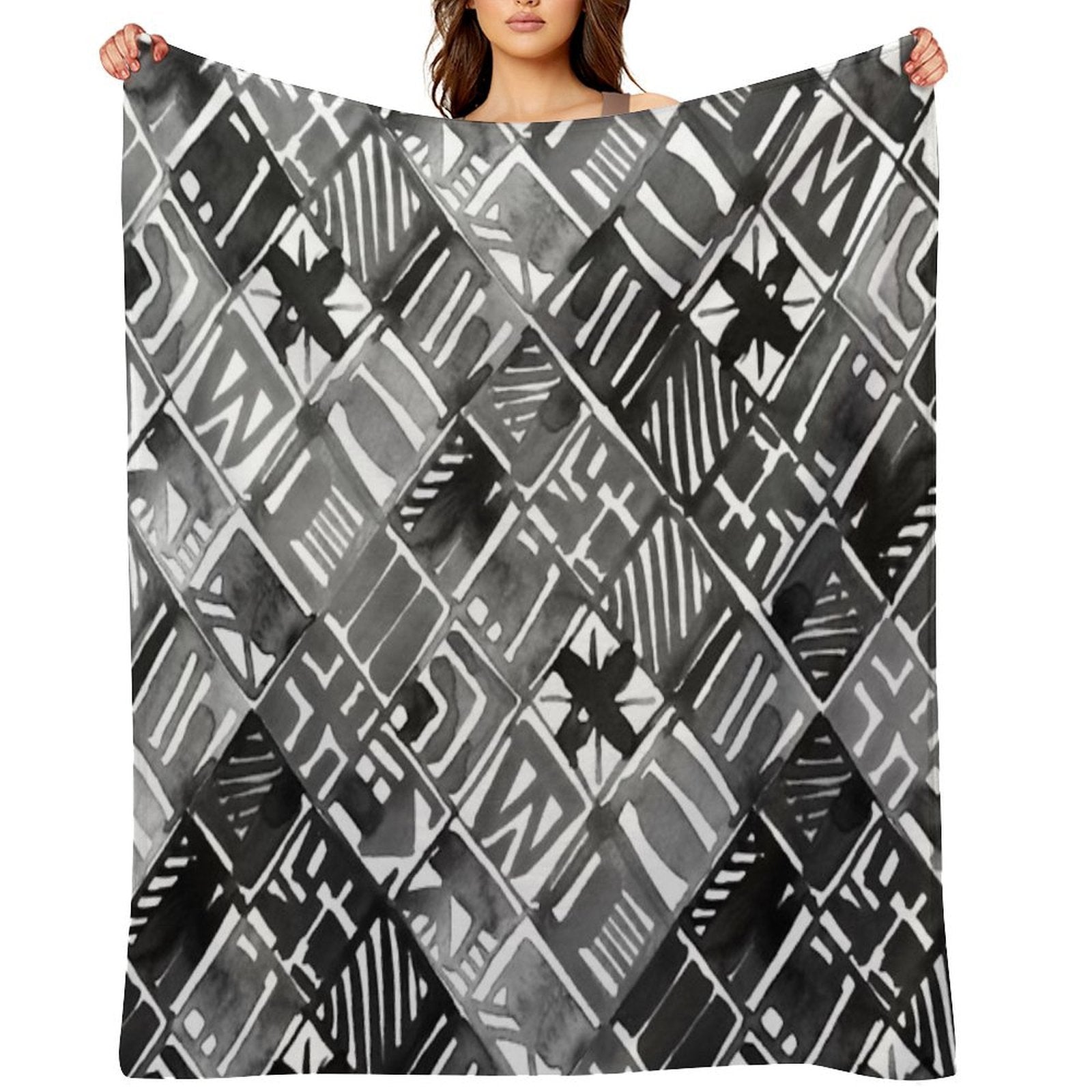 Classic Black Summer Geo Easy Care Throw Blanket