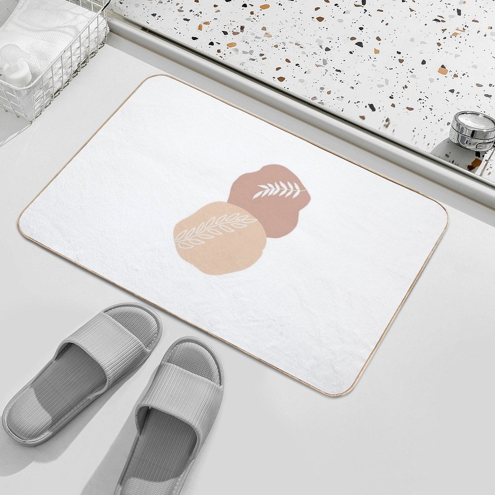 Brown Abstract Art  Fade-Resistant Bath Mat