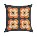 Retro Flowers - Orange And Charcoal Soft Easy Maintenance Throw Pillow