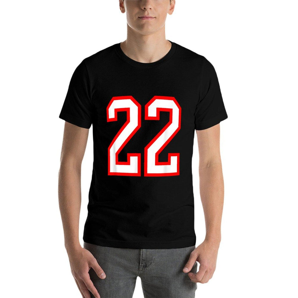 Number #22 Red Varsity Number 22  Cotton T-Shirt