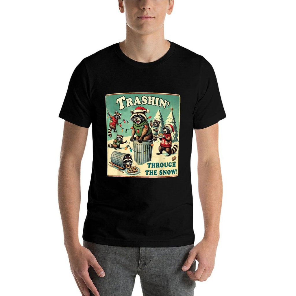 Festive Trash Pandas Collective Trashin Through The Snow Christmas Raccoon Funny Holiday  Vintage-inspired T-Shirt