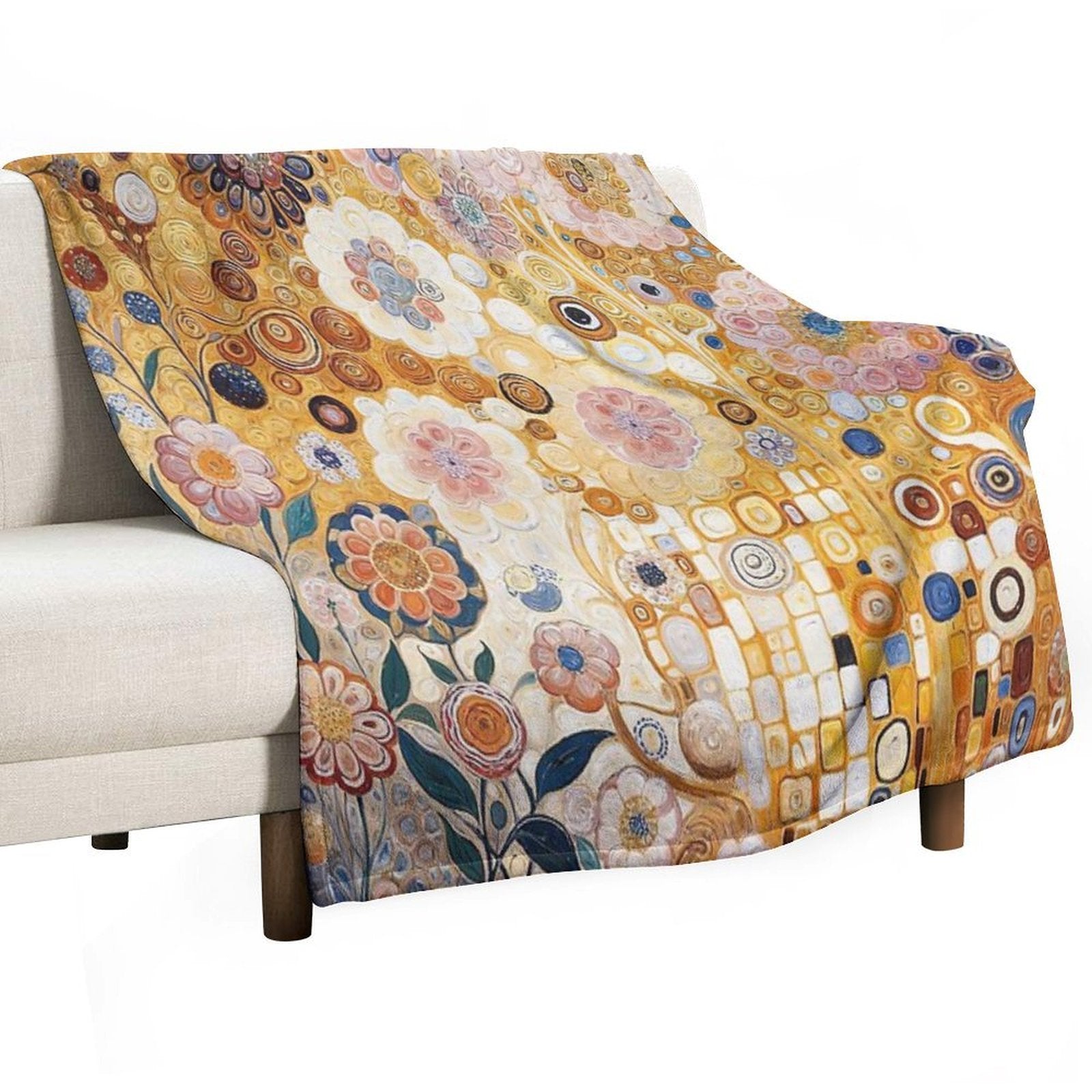 Klimt Gold Flower Garden Durable Throw Blanket