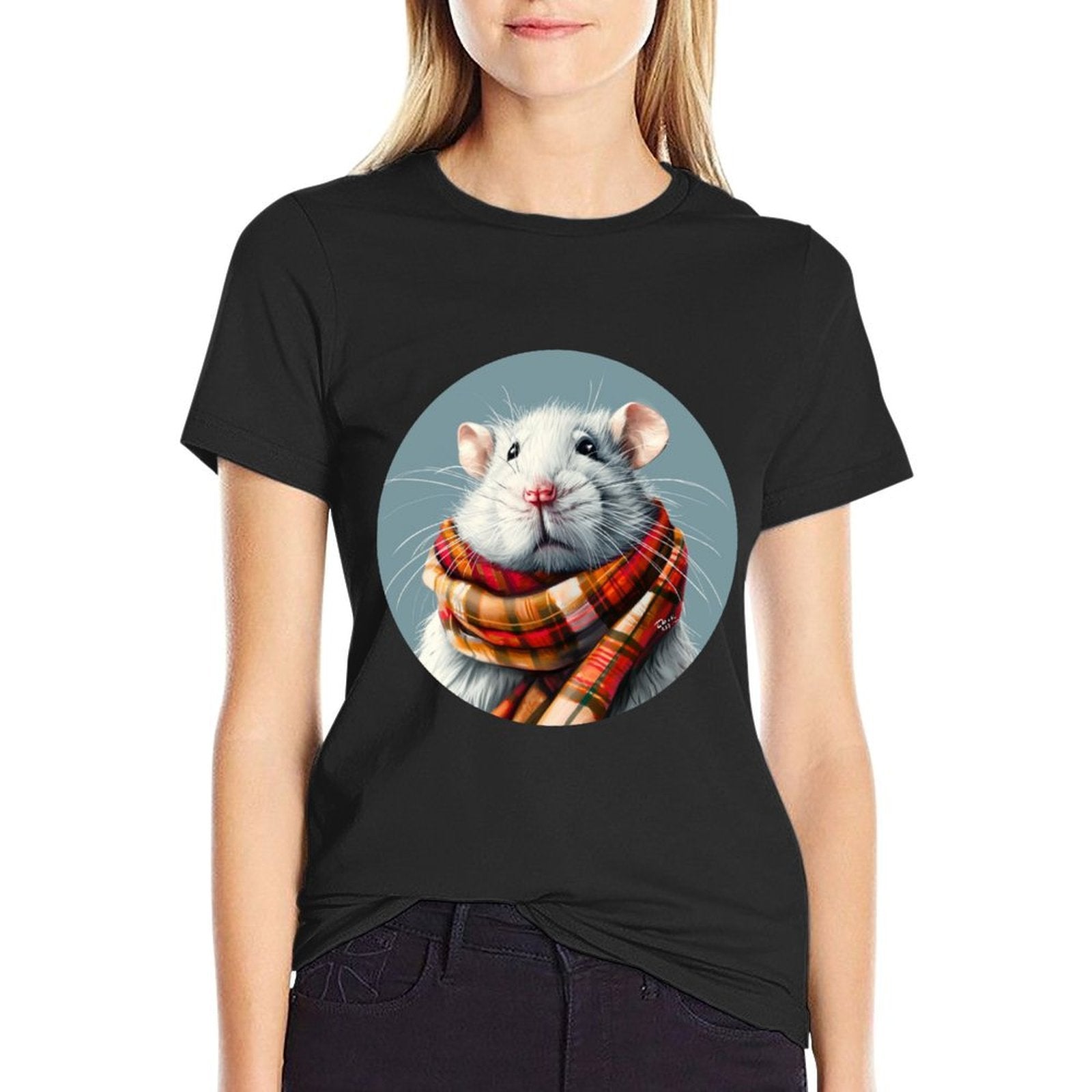 Funny Animal Face with Shawl Costume  Graphic-printed T-Shirt