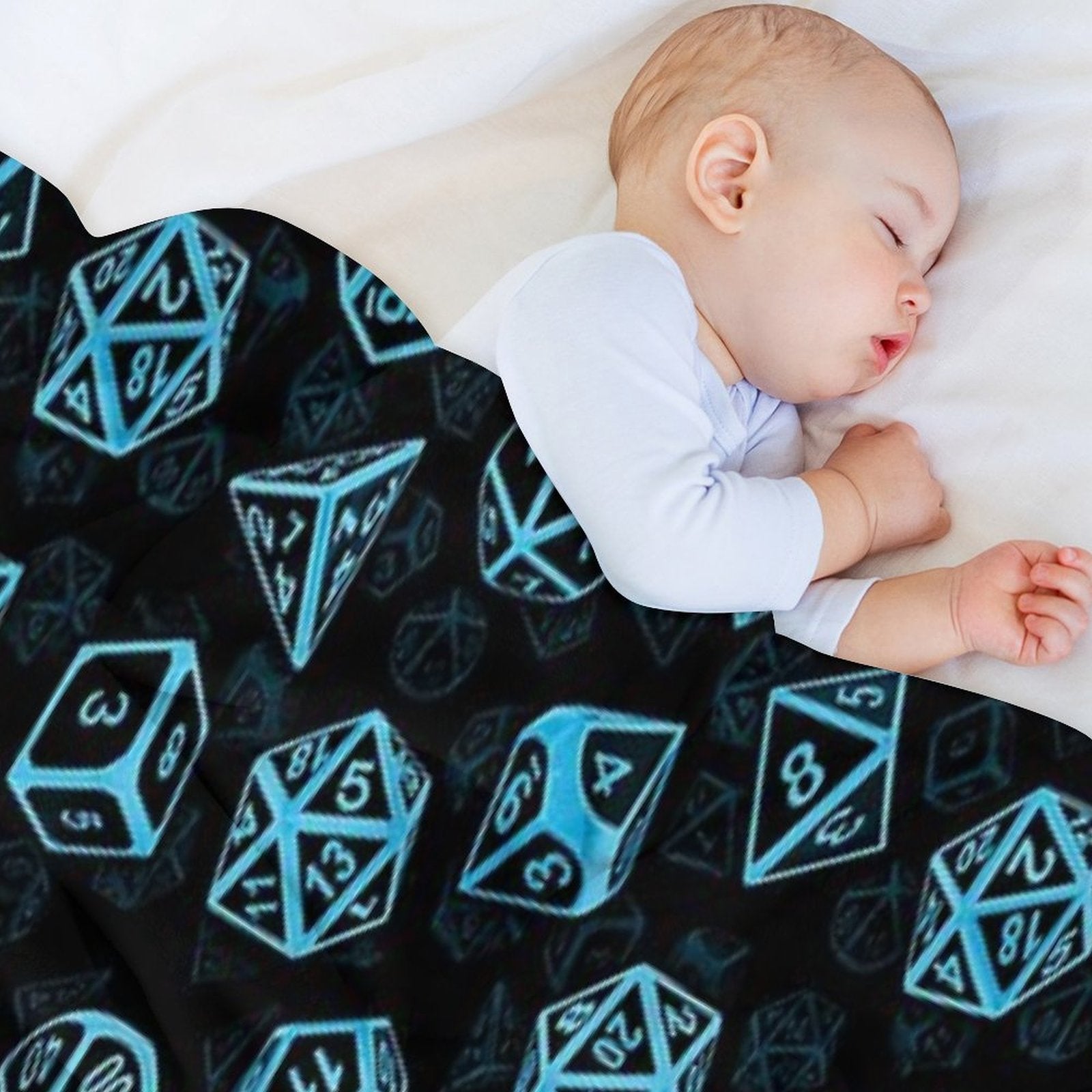 D20 Dice Set Pattern (Blue) Shrink-resistant Throw Blanket