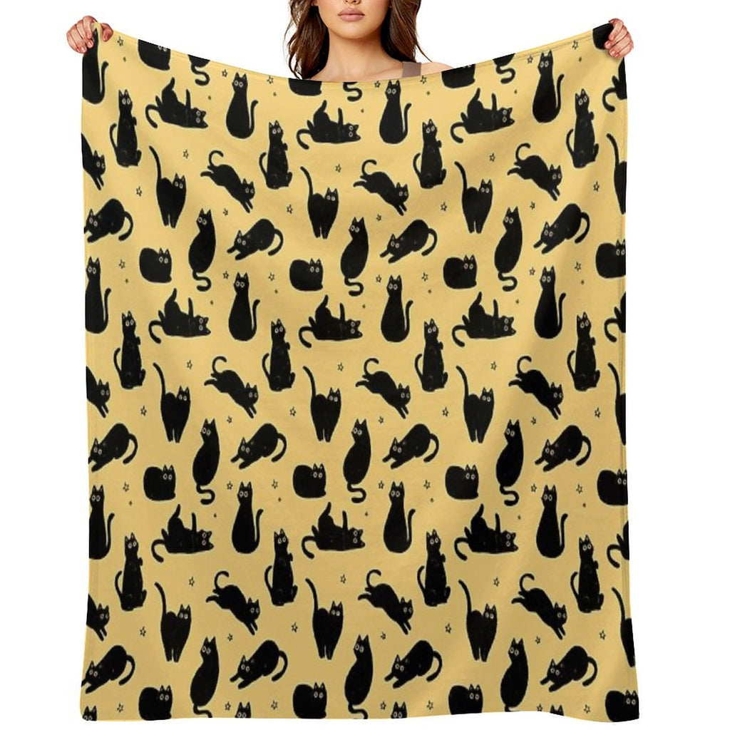 Black Cat Pattern Compact Throw Blanket